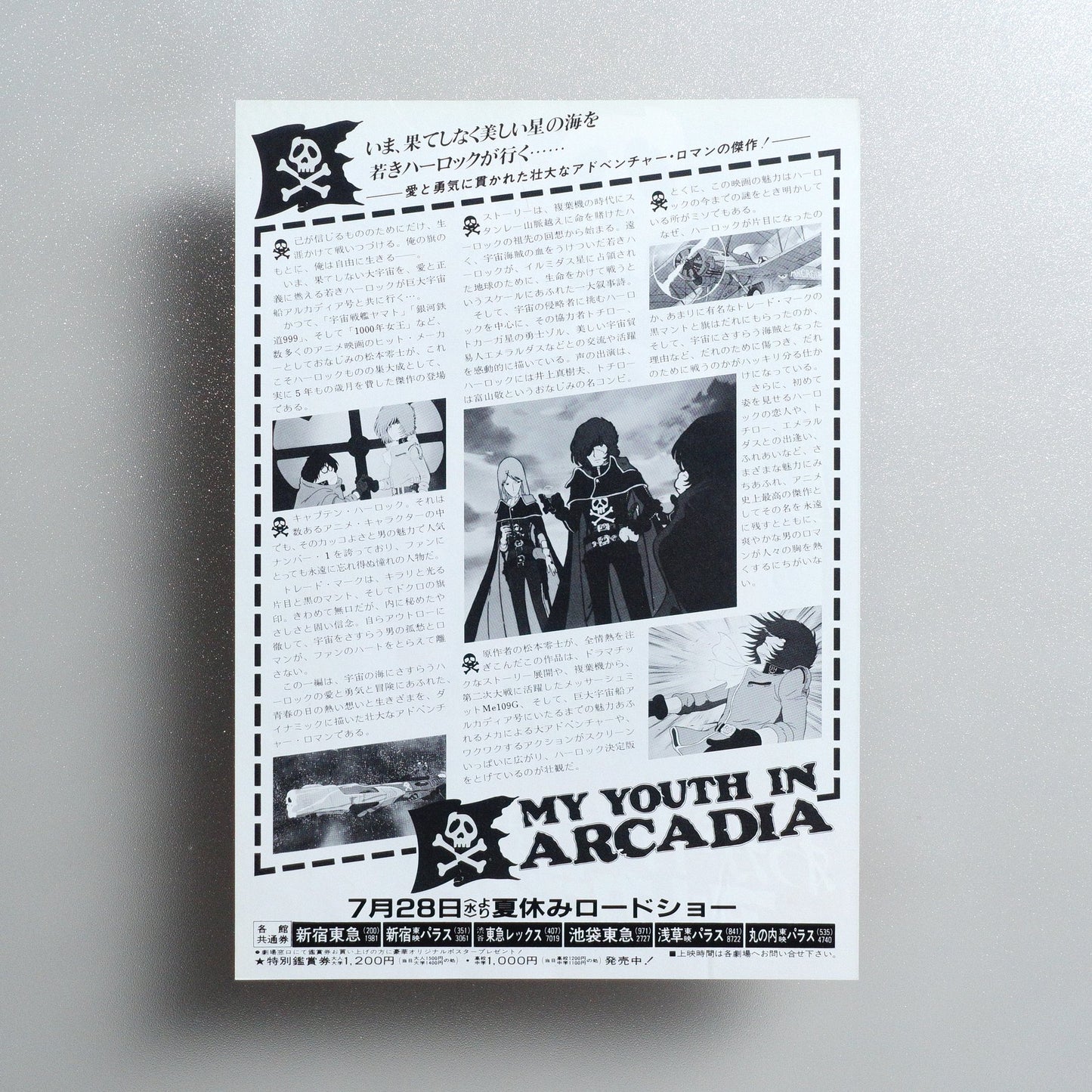 MY YOUTH IN ARCADIA 1982 Japanese B5 Movie Flyer - reverse