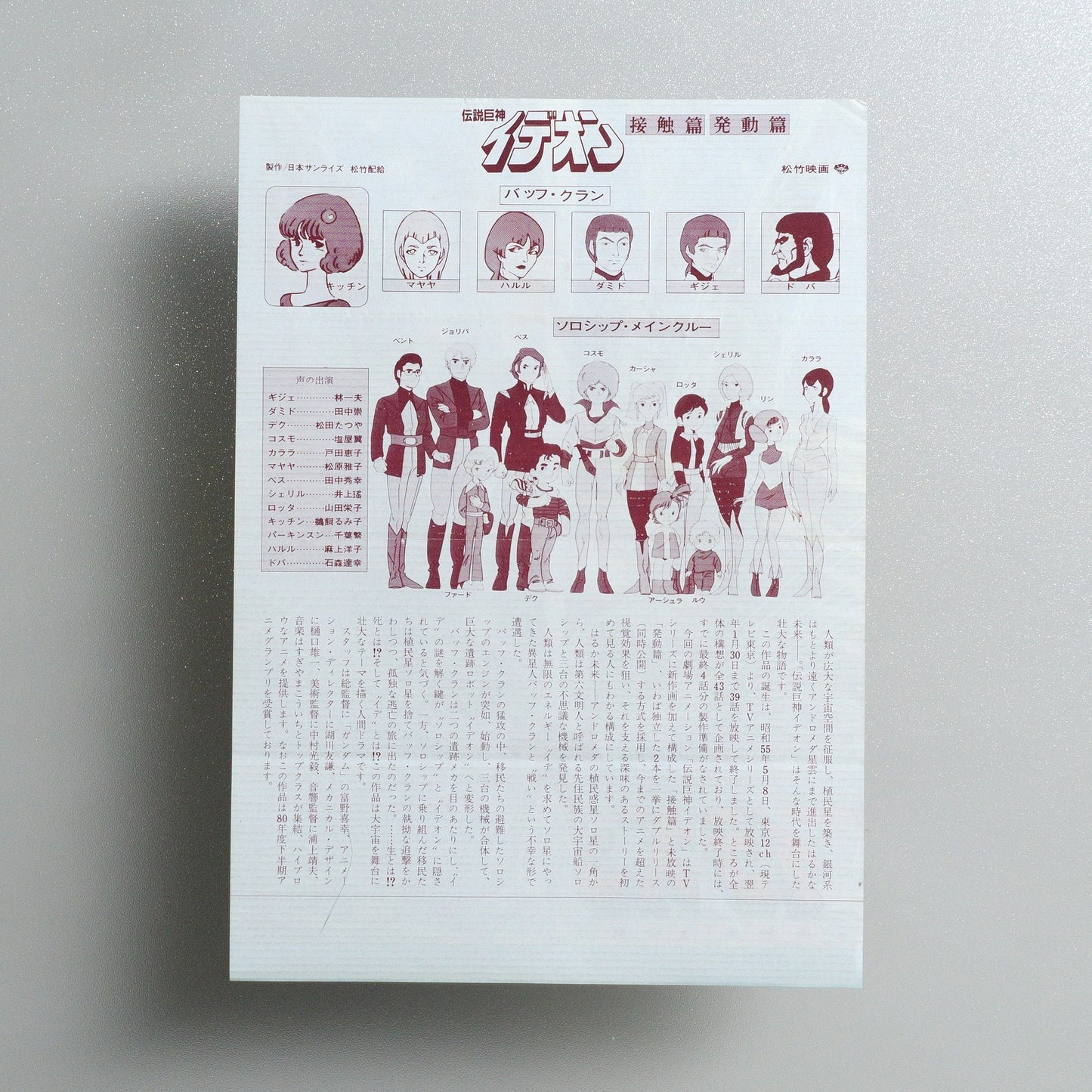 THE IDEON: A CONTACT 1982 Japanese B5 Movie Flyer - side C
