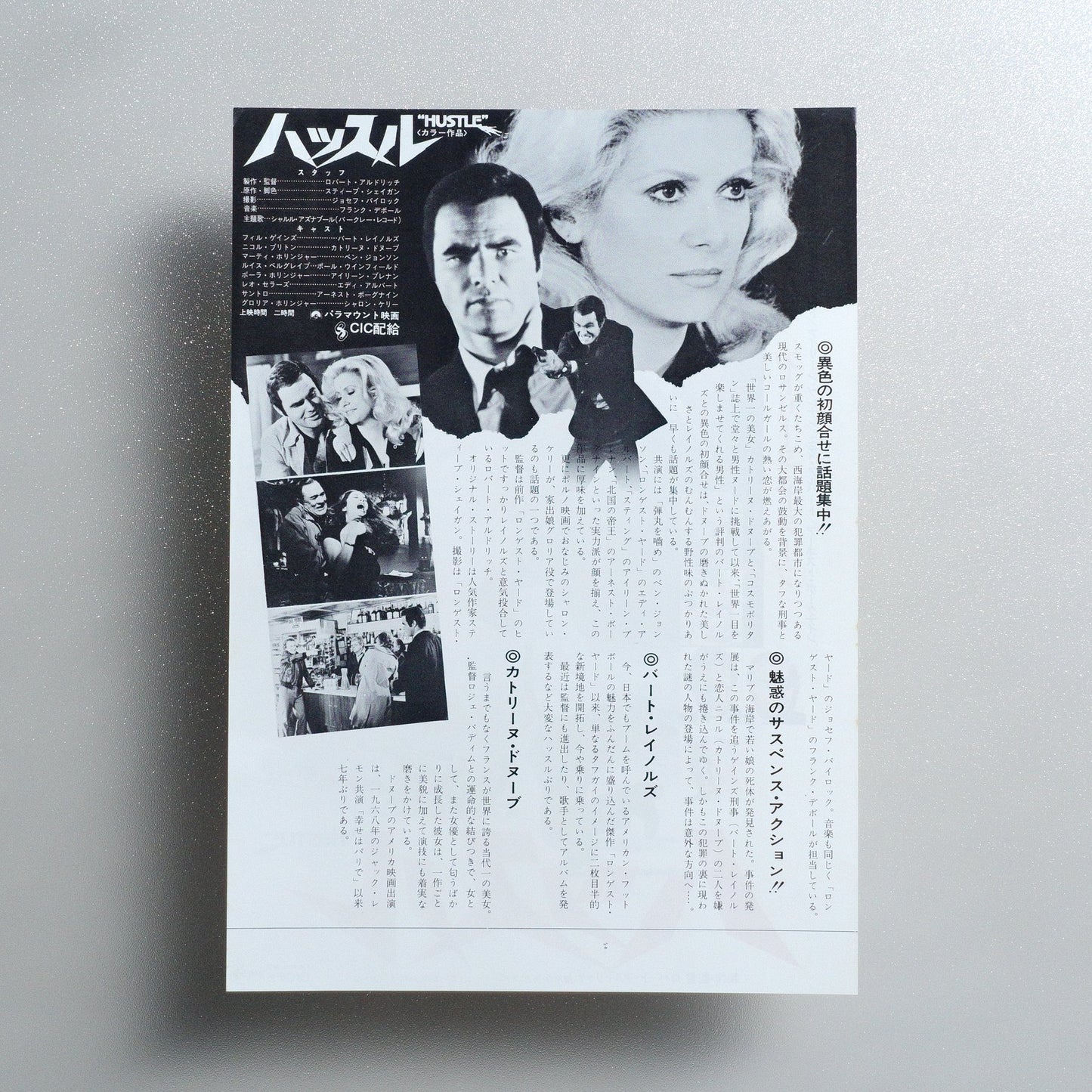 Hustle 1976 Japanese B5 Movie Flyer - reverse