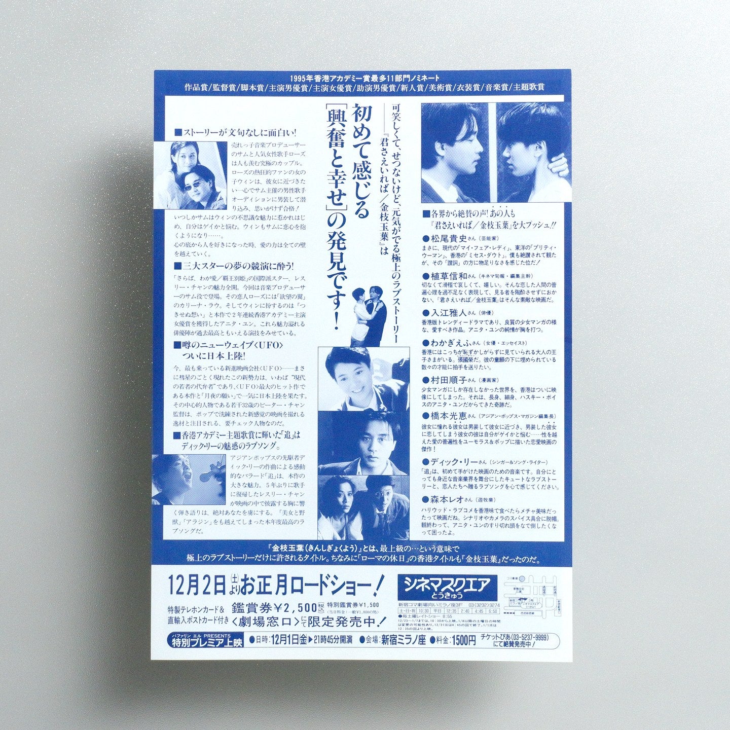 He’s a Woman, She’s a Man 1995 Japanese B5 Movie Flyer - reverse
