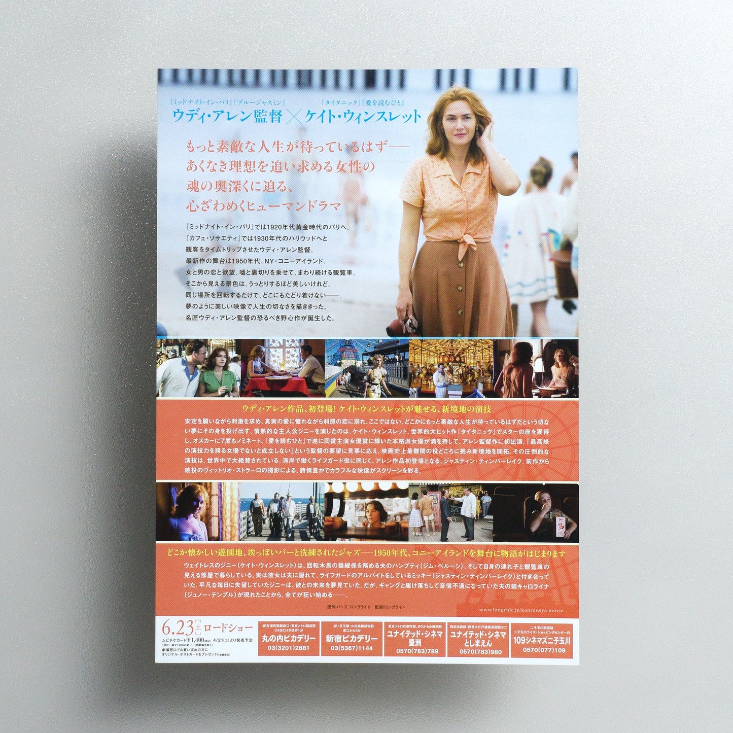 Wonder Wheel 2018 Japanese B5 Movie Flyer - reverse