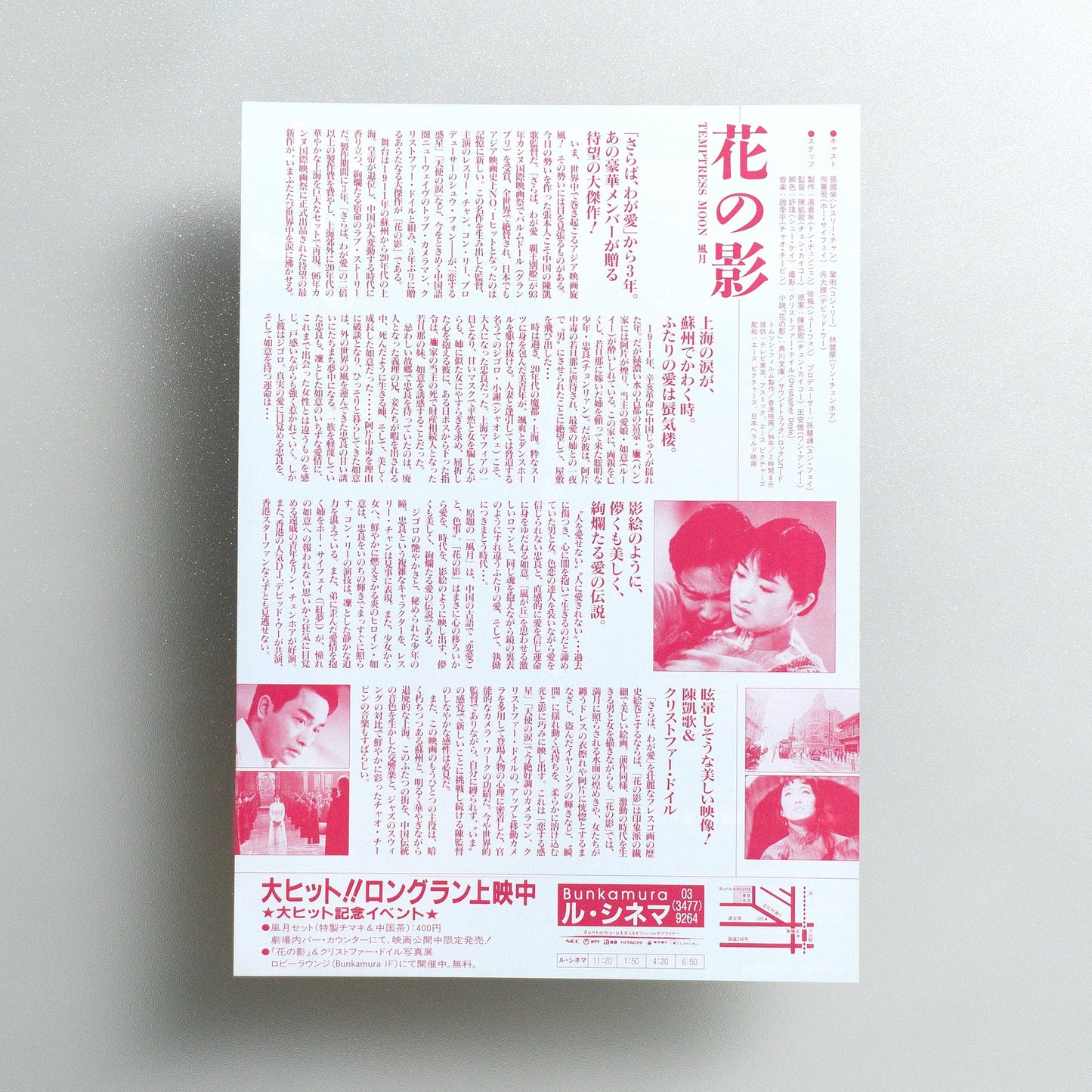 Temptress Moon 1996 Japanese B5 Movie Flyer - reverse