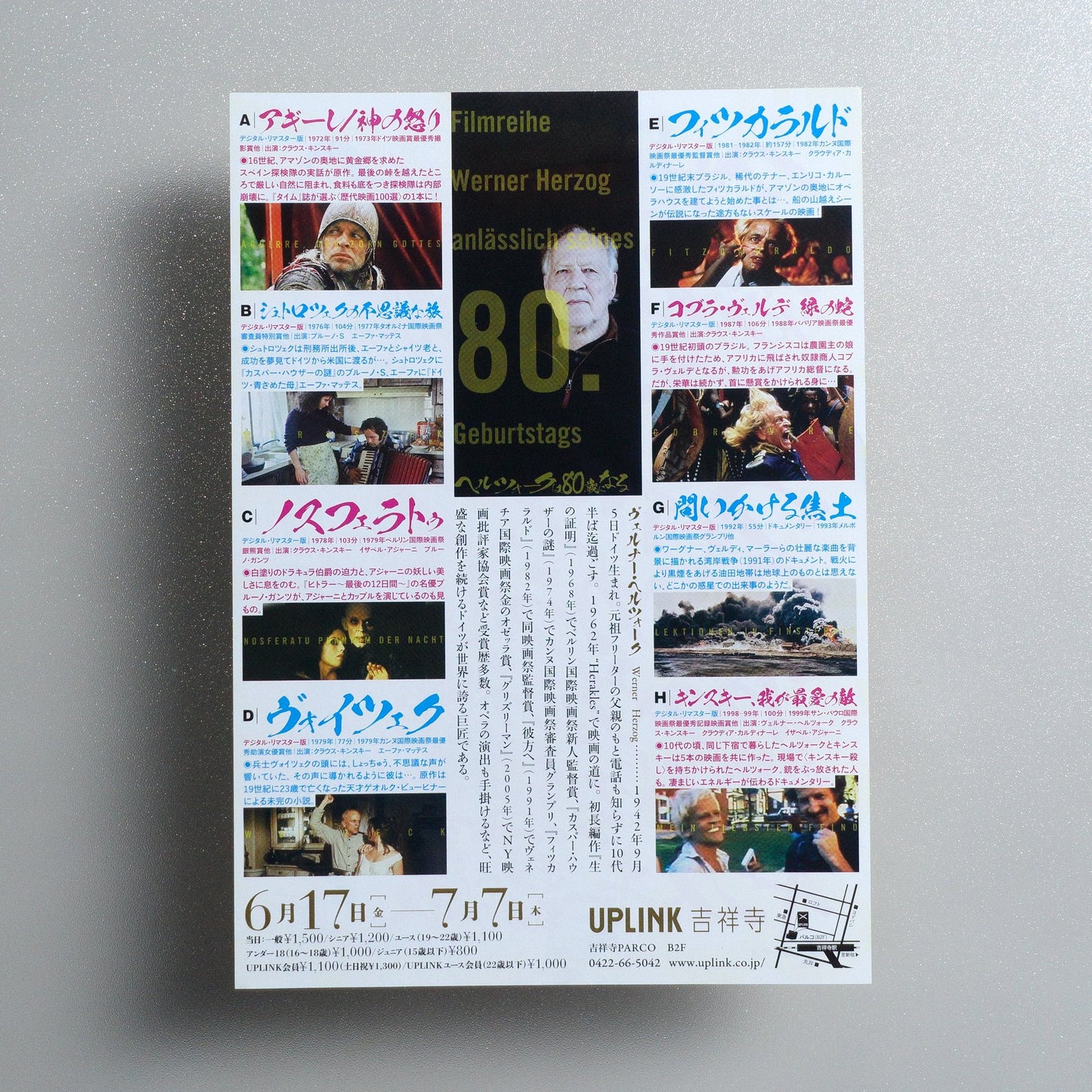 Werner Herzog Turns 80 2022 Japanese B5 Movie Flyer - reverse