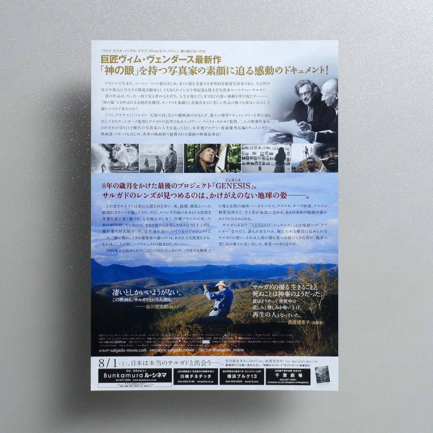The Salt of the Earth 2015 Japanese B5 Movie Flyer - reverse