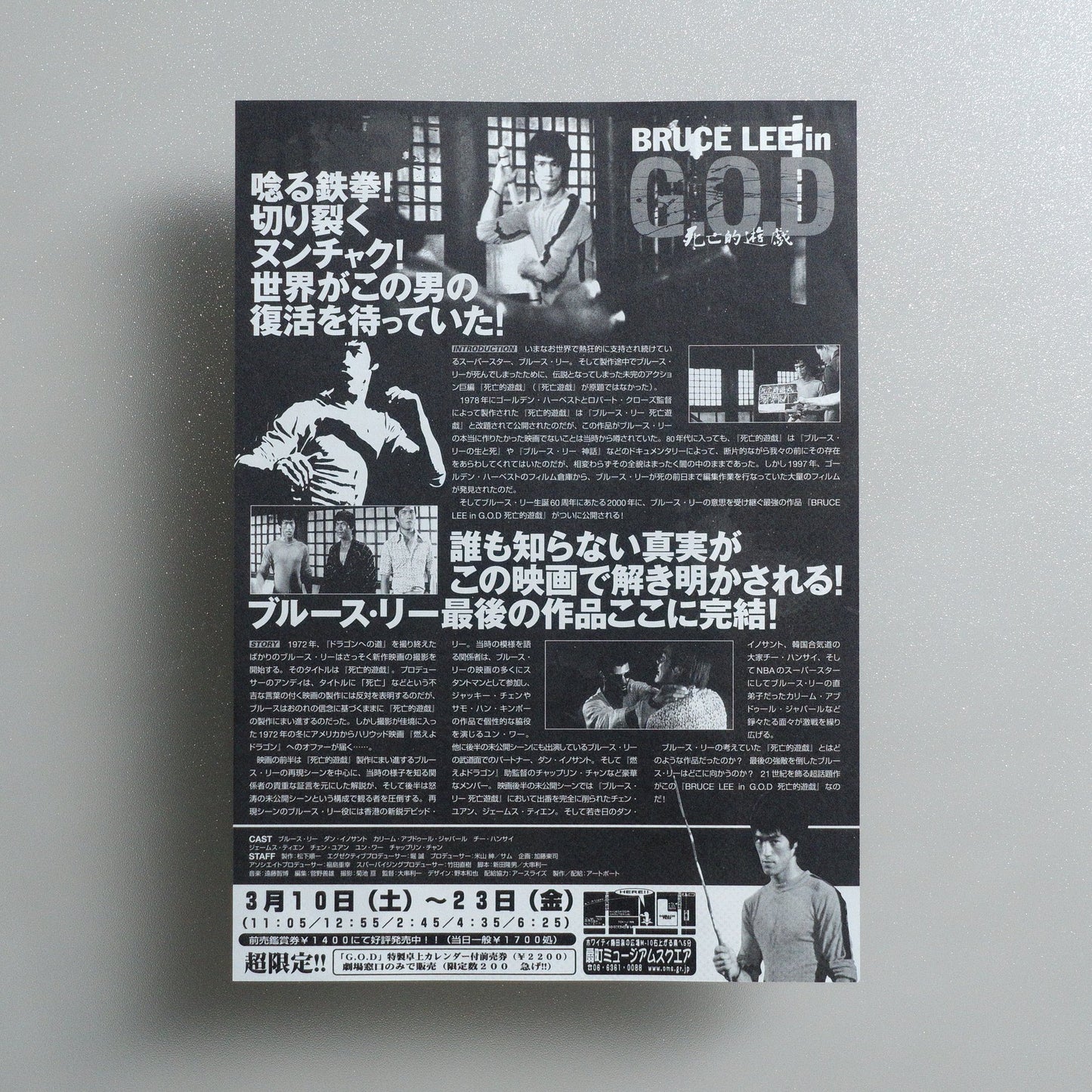 Bruce Lee in G.O.D.: Shibôteki Yûgi 2001 Japanese B5 Movie Flyer - side C