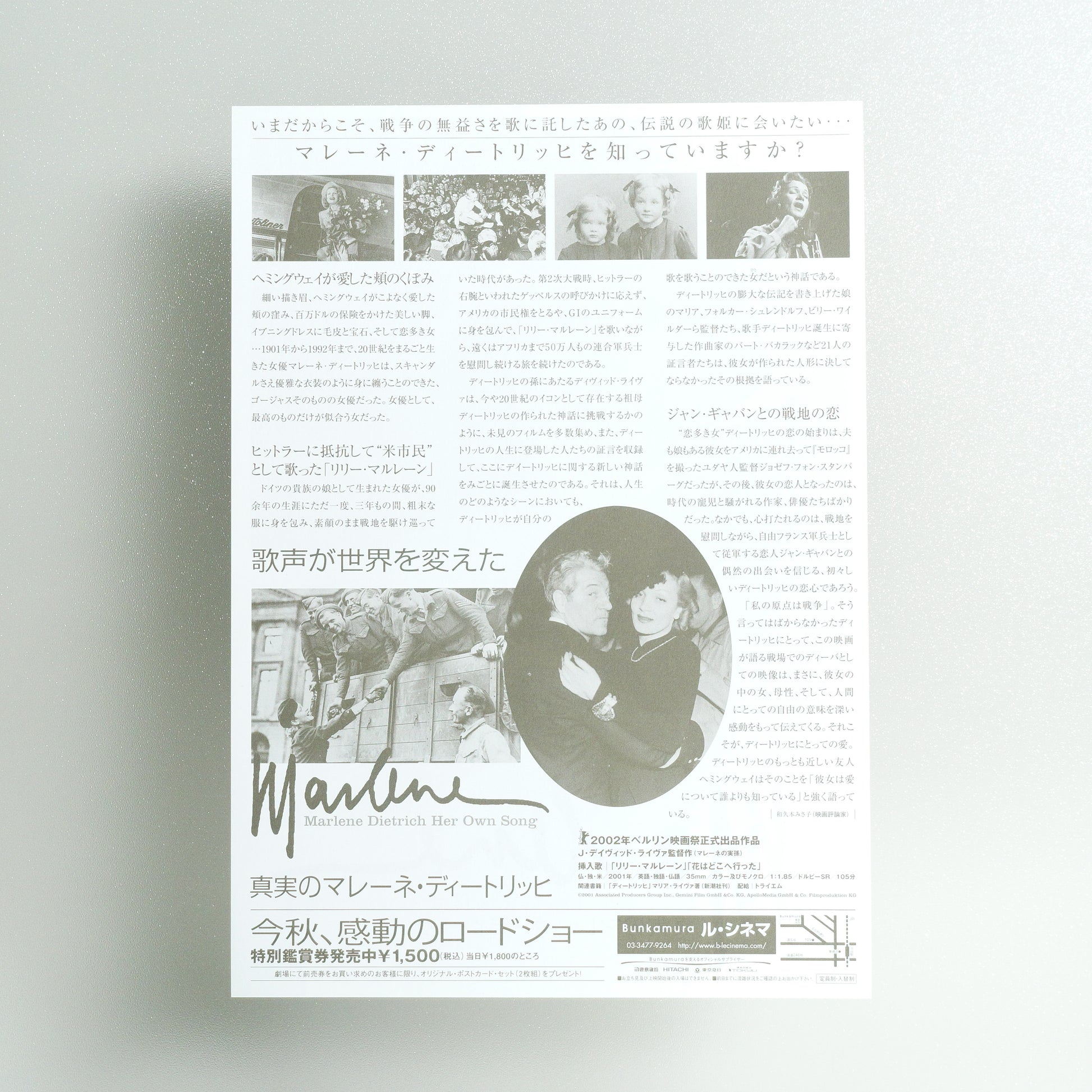 Marlene Dietrich: Her Own Song B5 Flyer - reverse