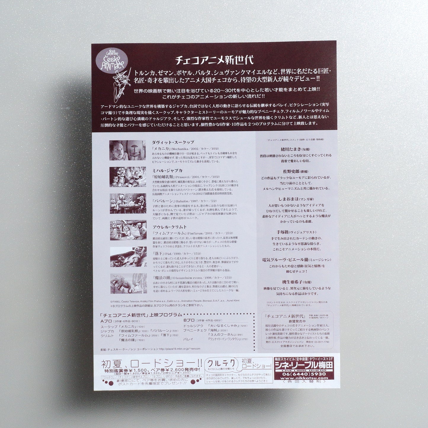 Czech Animation: New Generation B5 Flyer - reverse