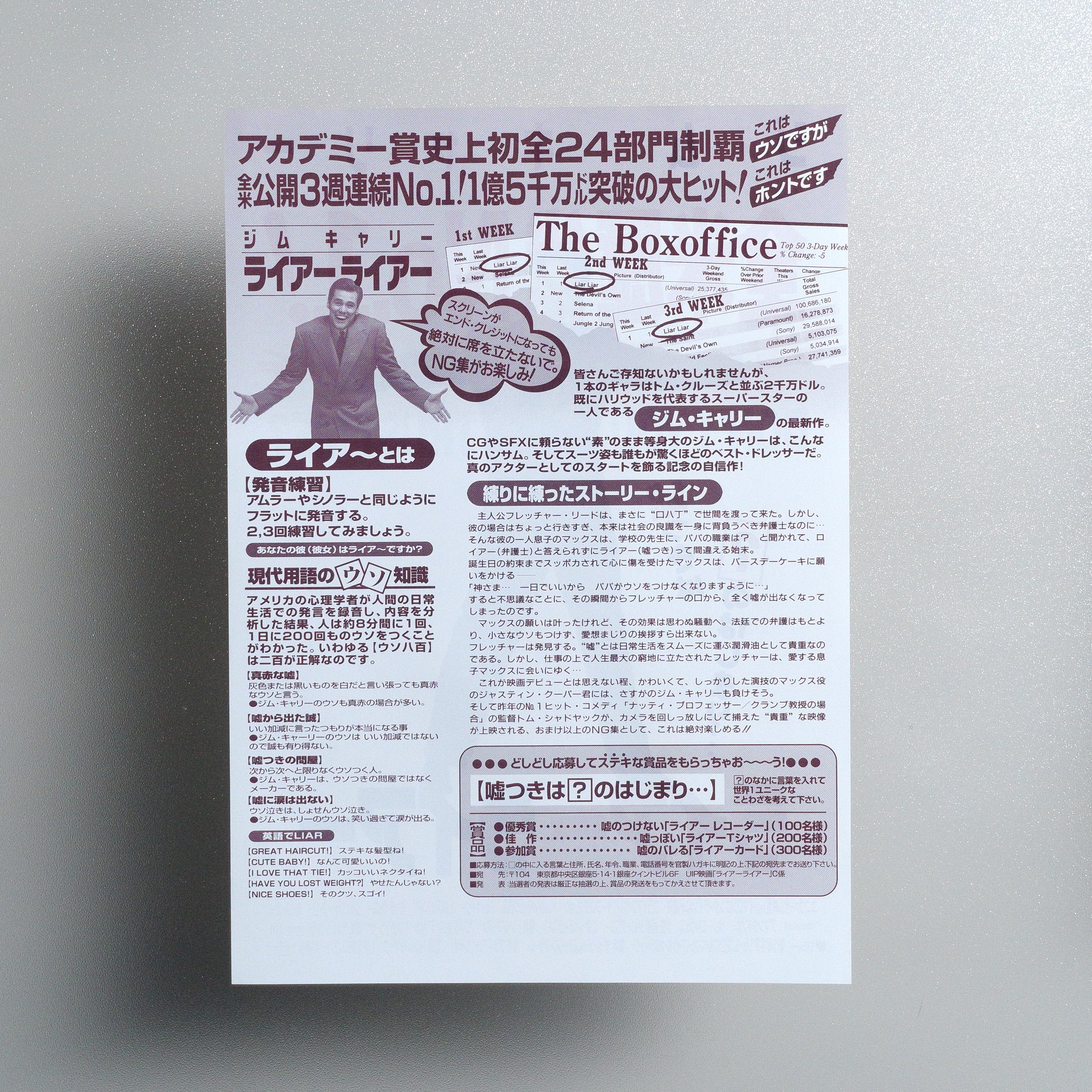 Liar Liar 1997 B5 Flyer - reverse