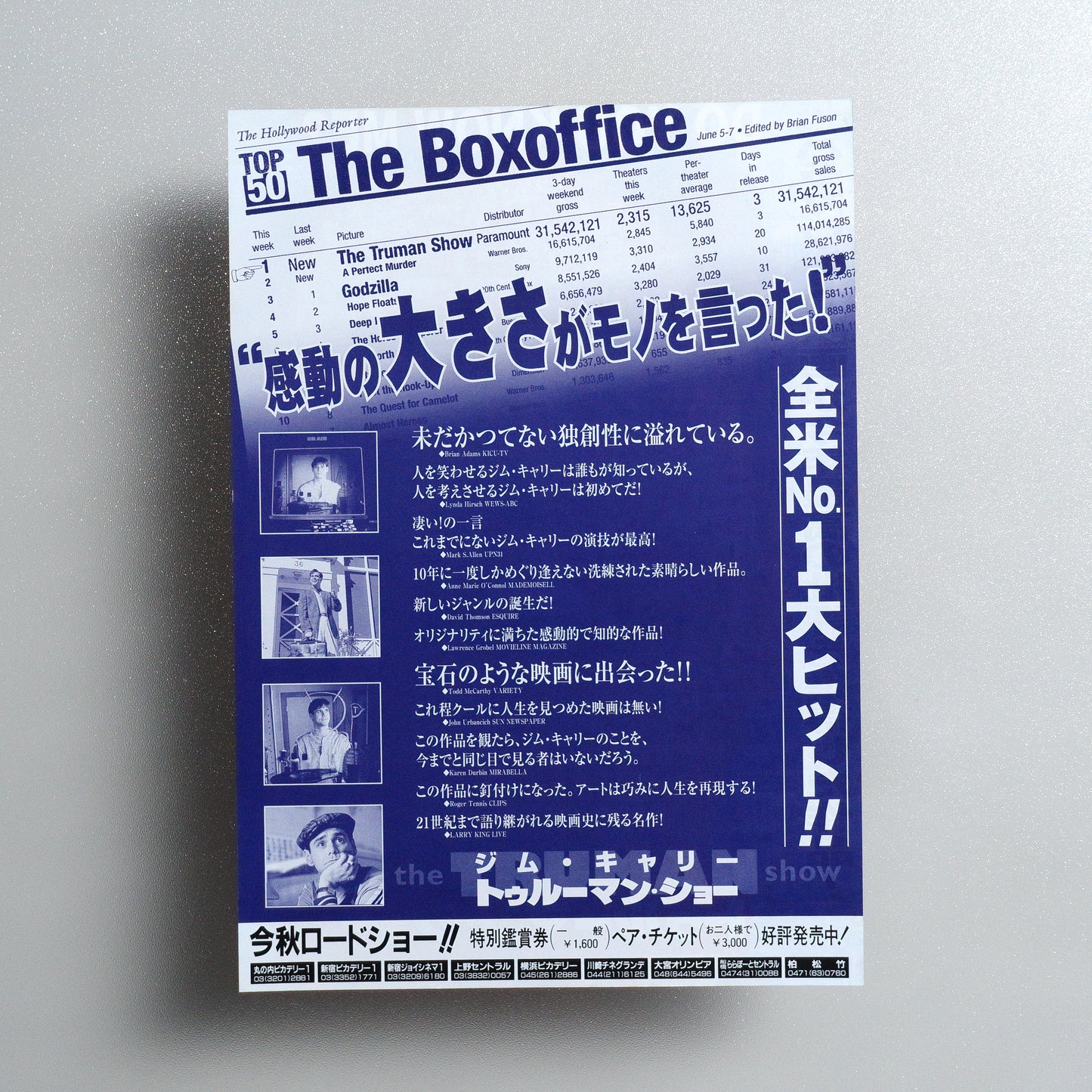 The Truman Show Japanese B5 Flyer - reverse