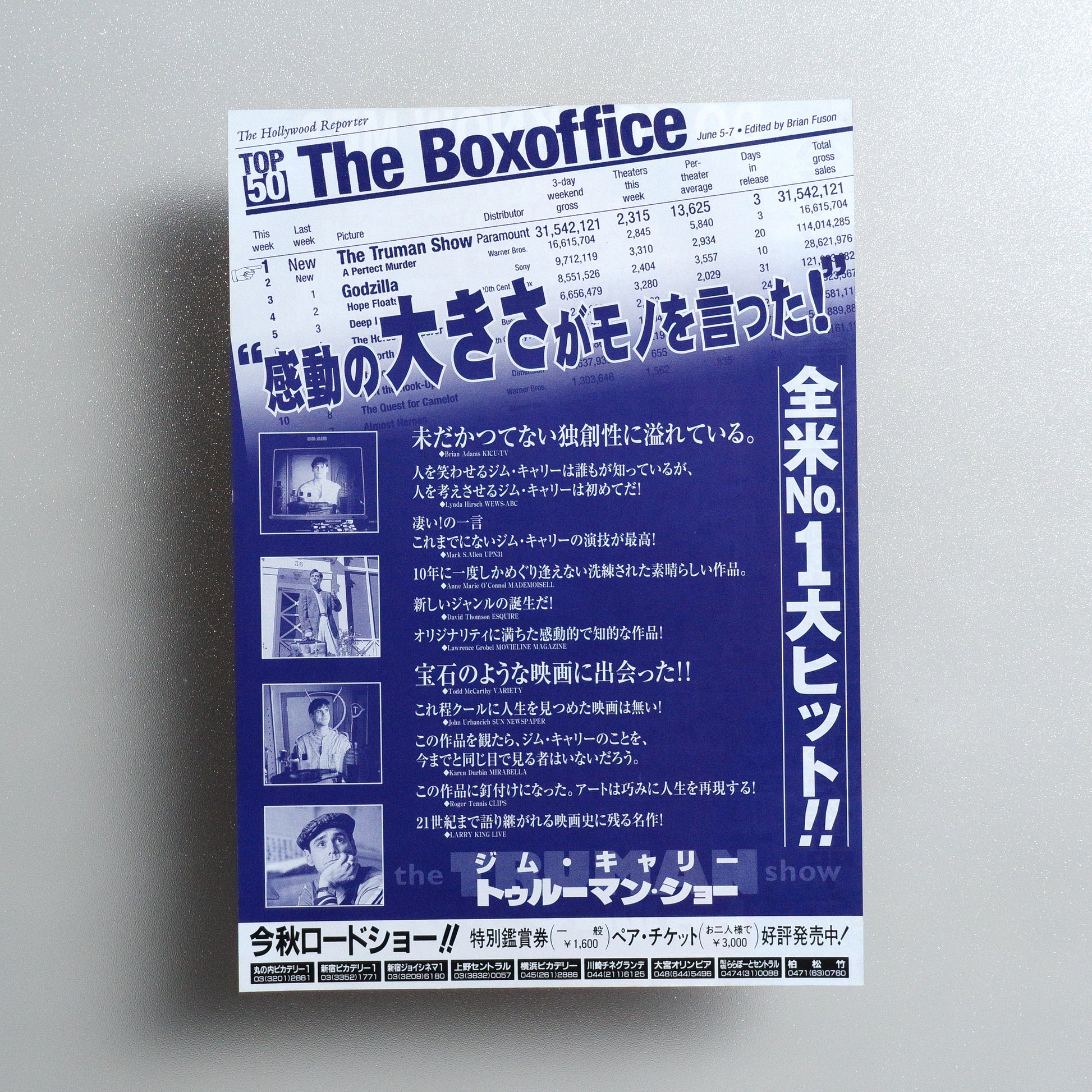 The Truman Show Japanese B5 Flyer - reverse
