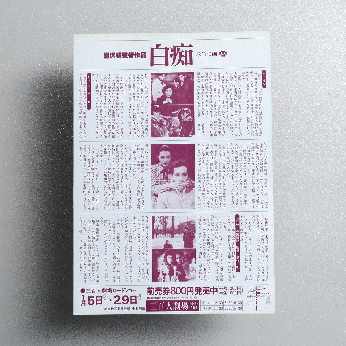 The Idiot B5 Flyer - reverse