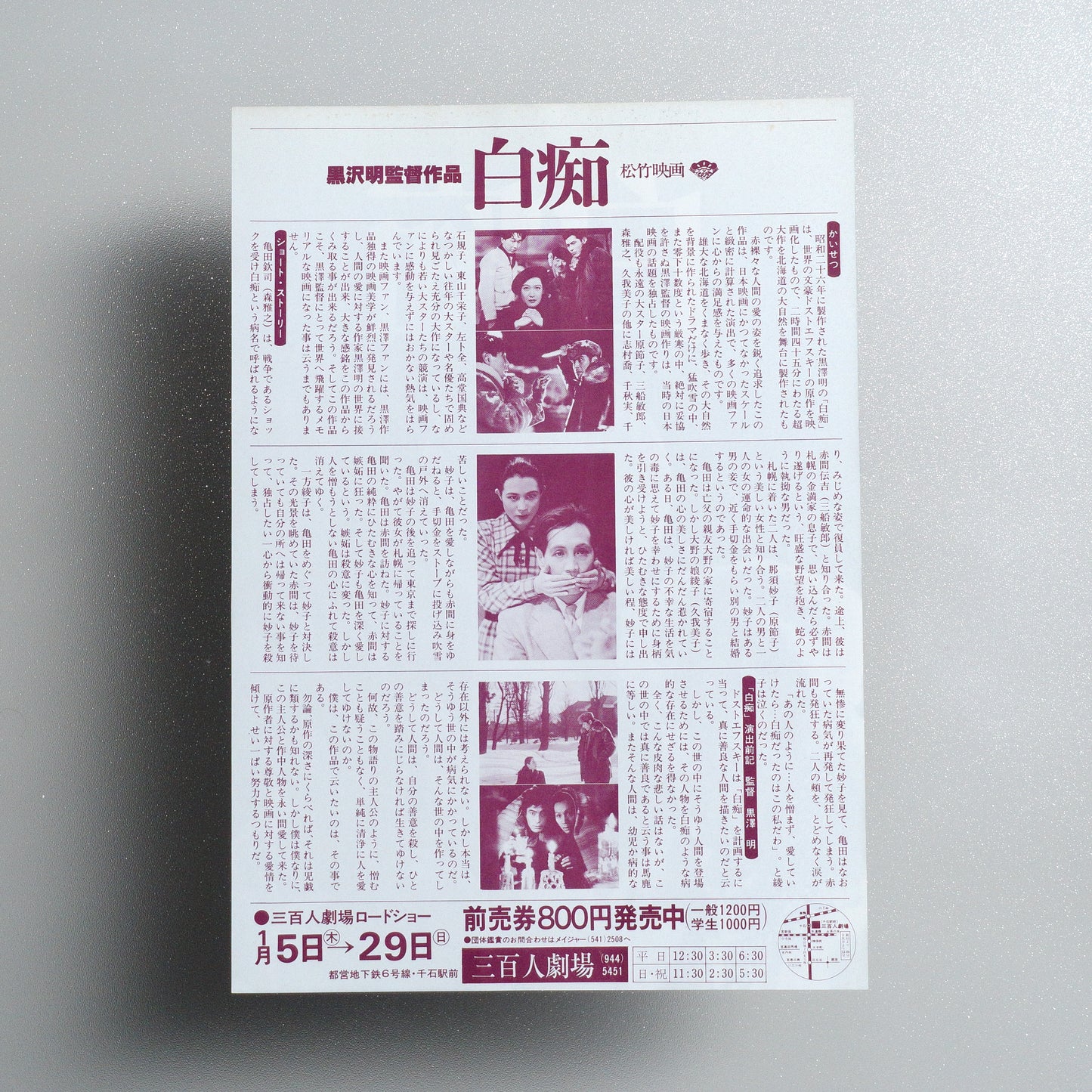 The Idiot B5 Flyer - reverse