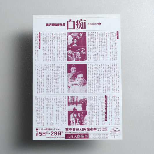 The Idiot B5 Flyer - reverse