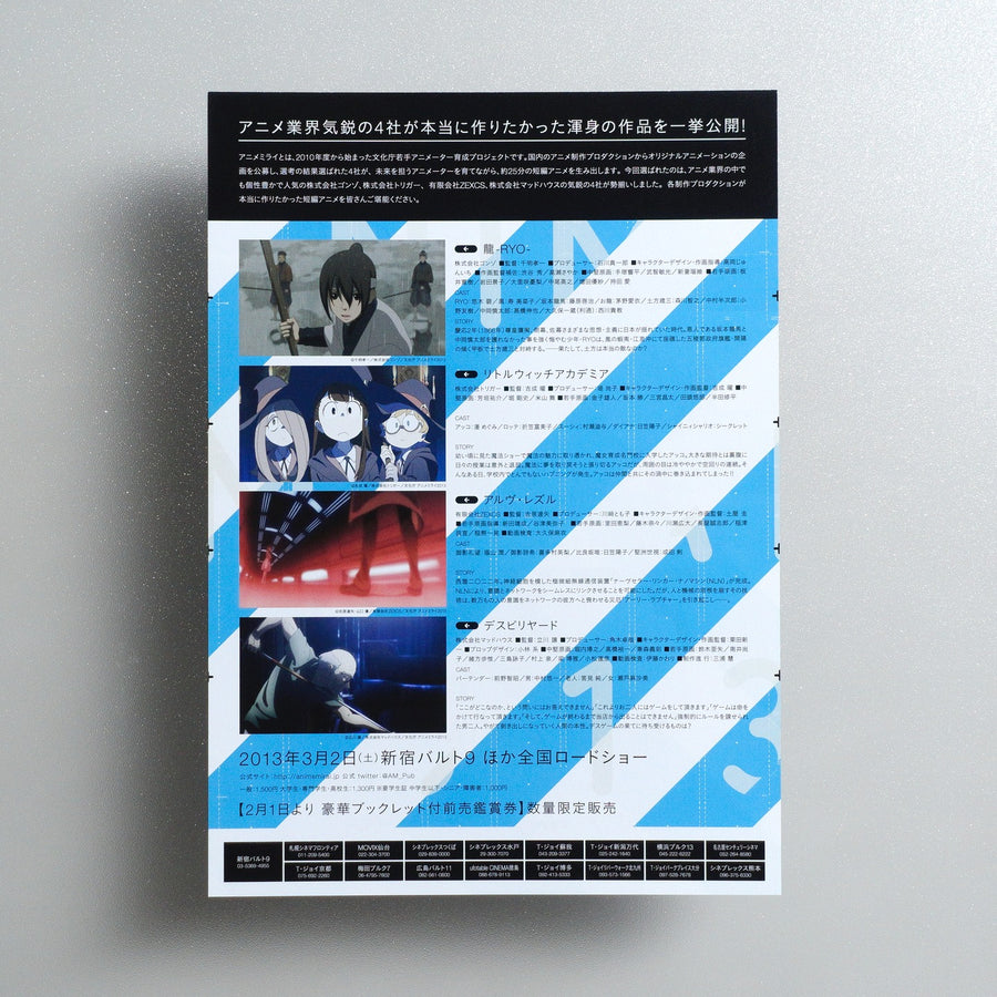 Anime Mirai 2013 2013 Japanese B5 Movie Flyer - reverse