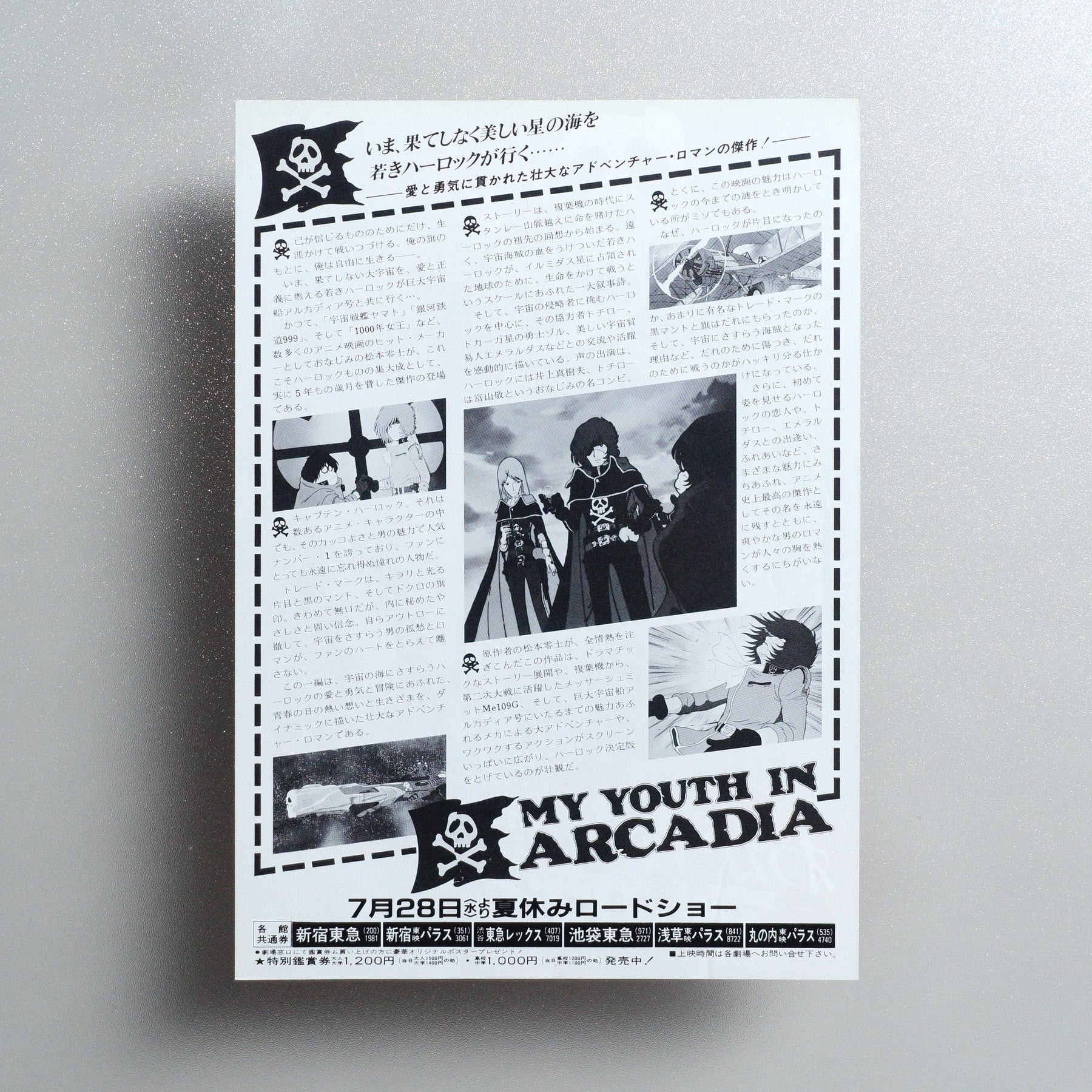 MY YOUTH IN ARCADIA 1982 Japanese B5 Movie Flyer - reverse