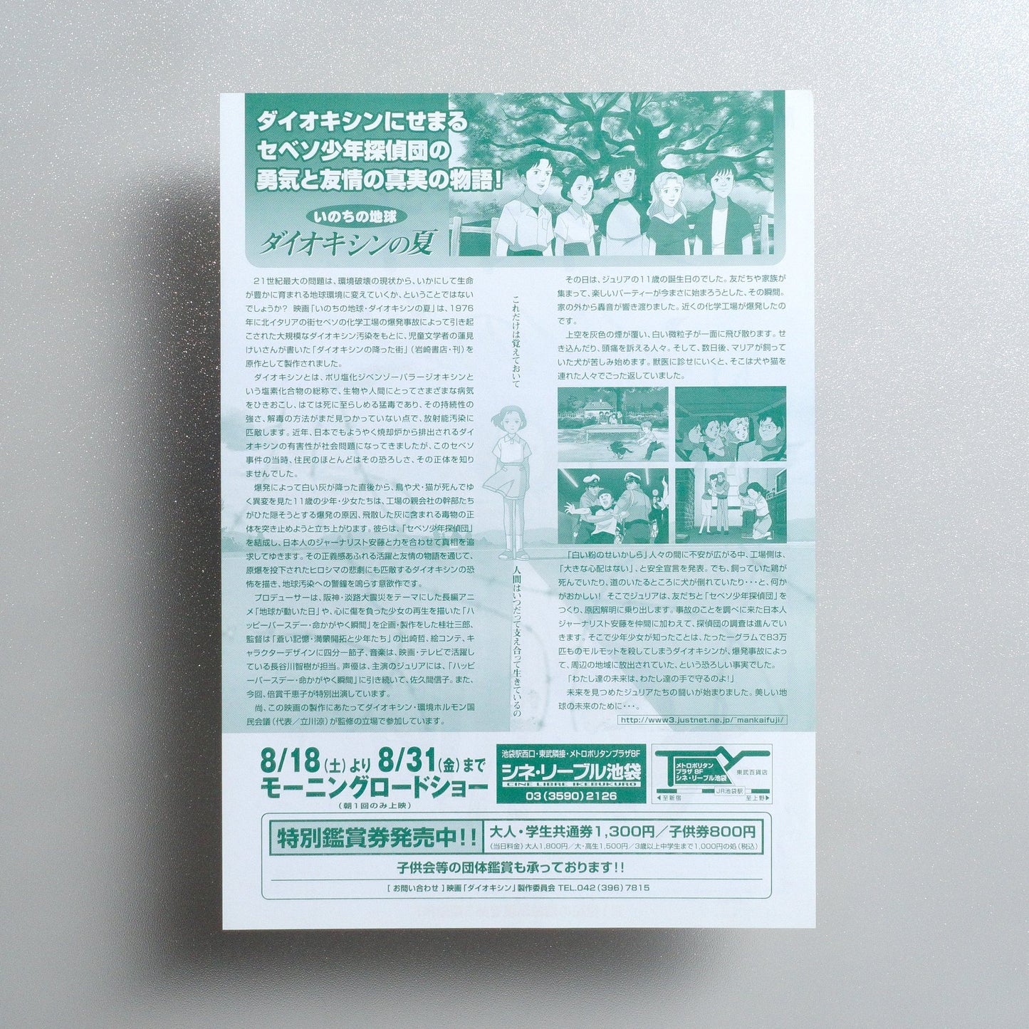 The Summer of Dioxin; Tracing the Gray Summer 2001 Japanese B5 Movie Flyer - side C
