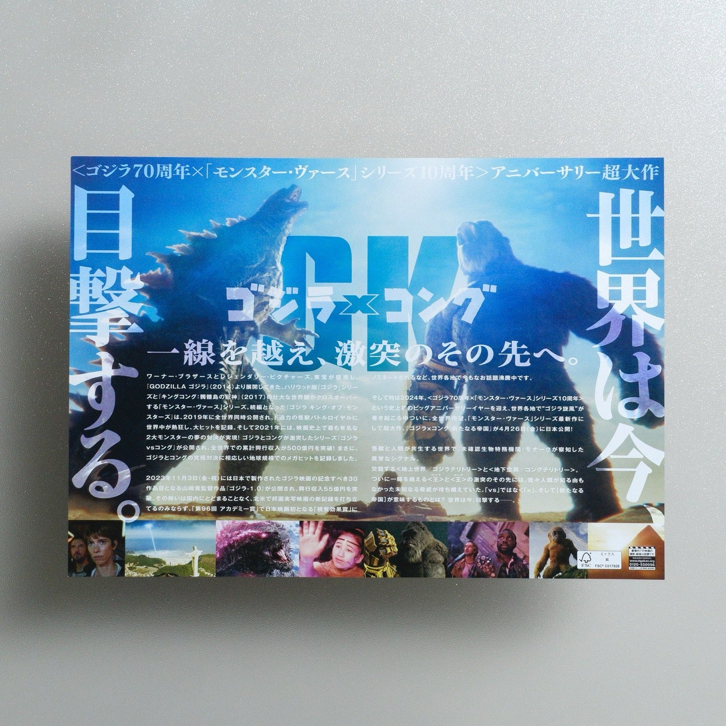 Godzilla x Kong: The New Empire 2024 Japanese B5 Movie Flyer - reverse