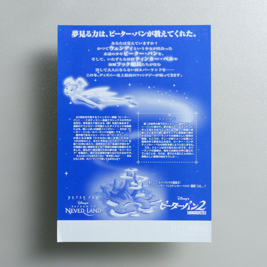 Return to Never Land 2002 Japanese B5 Movie Flyer - reverse