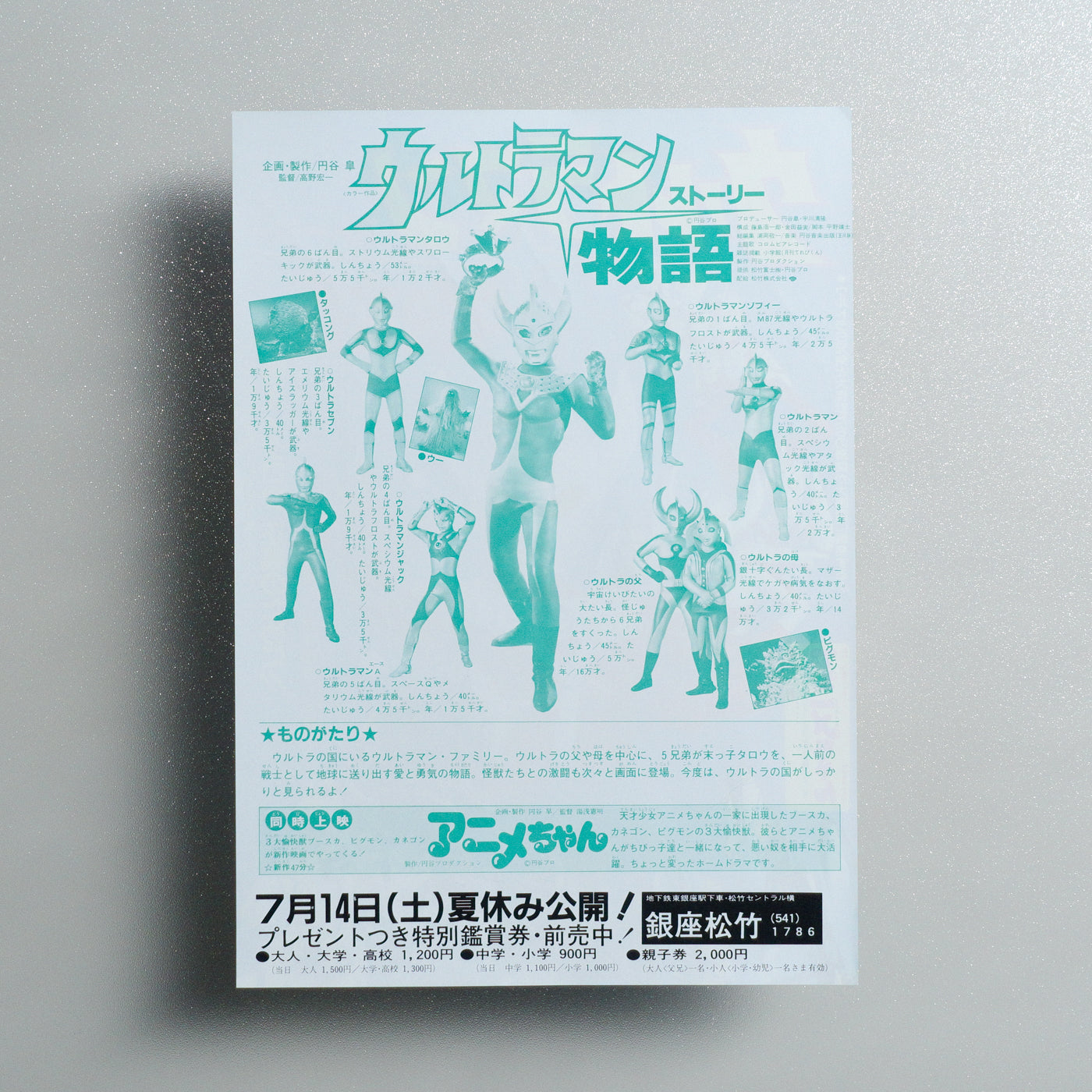 Ultraman Story 1984 Japanese B5 Movie Flyer - reverse