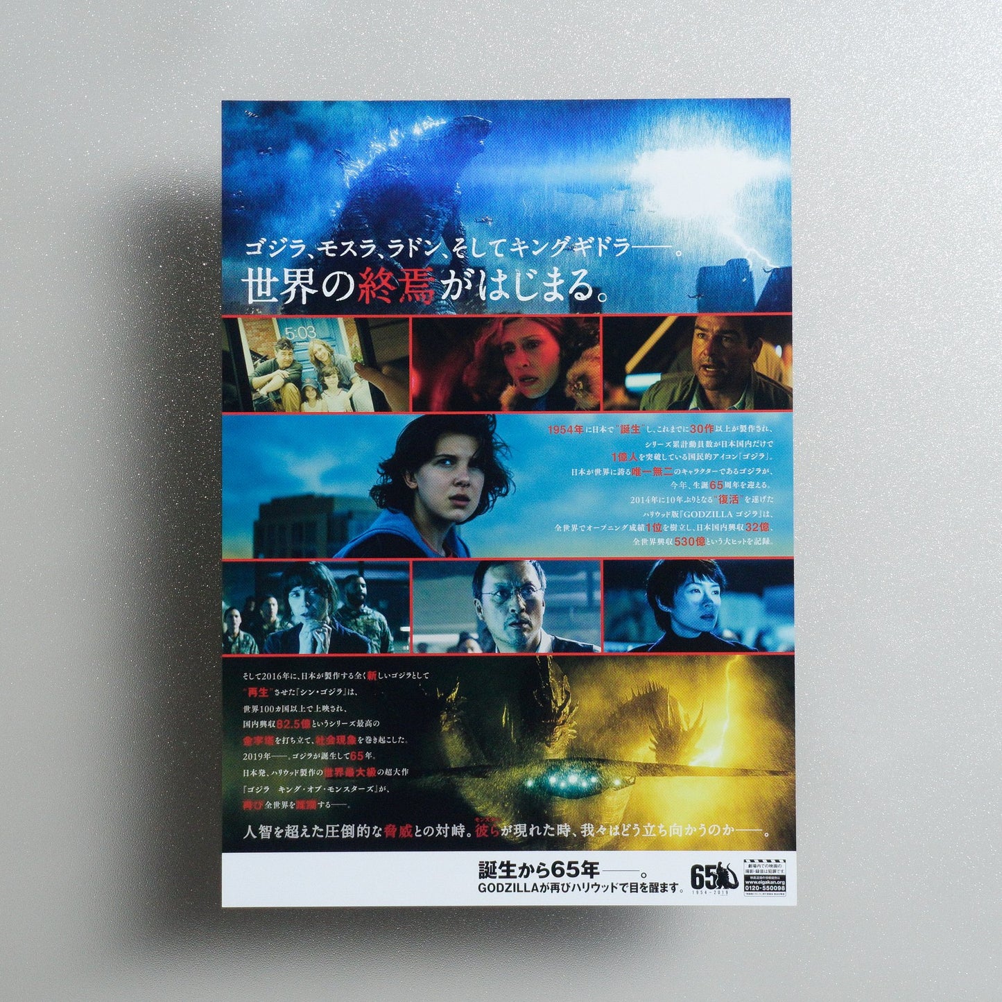 Godzilla: King of the Monsters 2019 Japanese B5 Movie Flyer - reverse