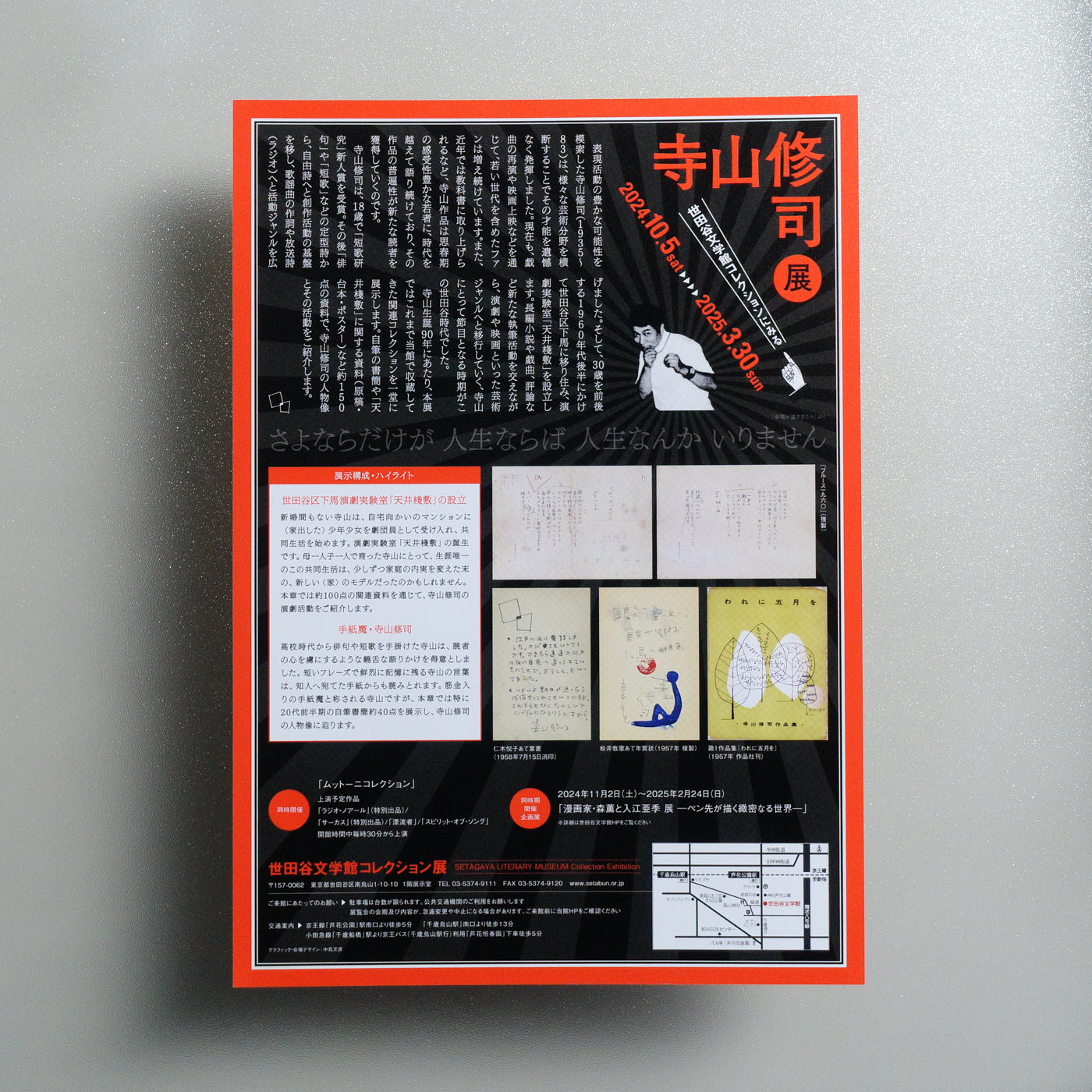 Shuji Terayama Exhibition 2024 Japanese A4 Exhibition Flyer - reverse