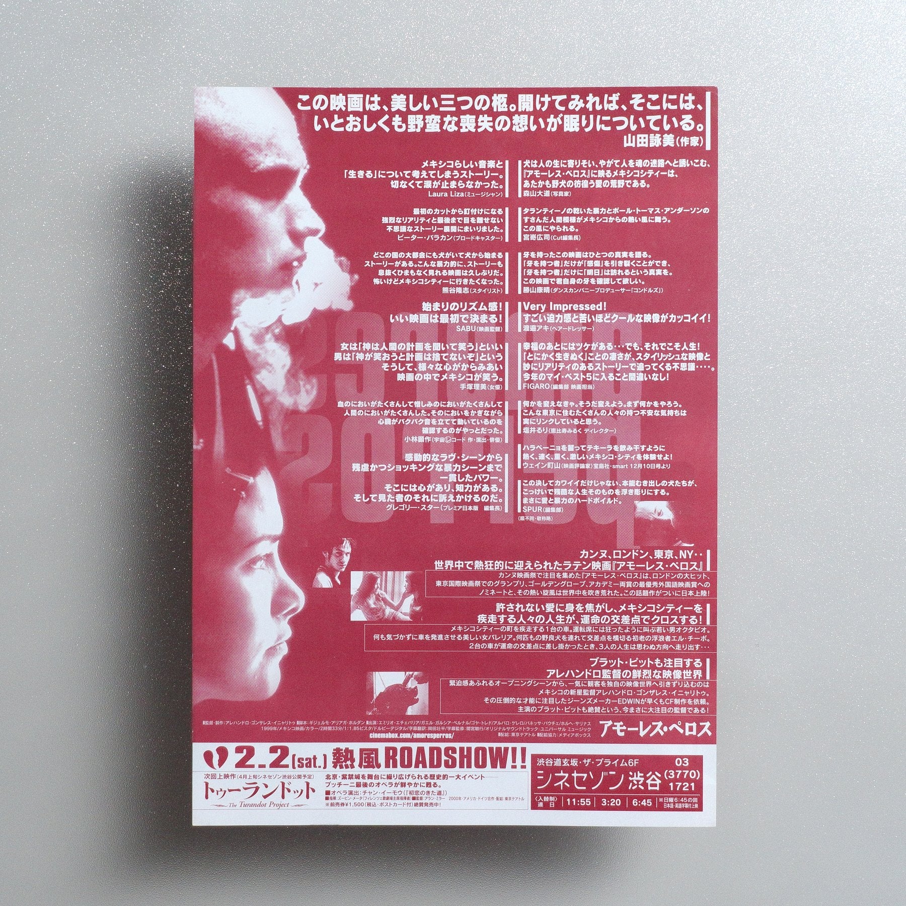 Amores perros 2001 Japanese B5 Movie Flyer - reverse