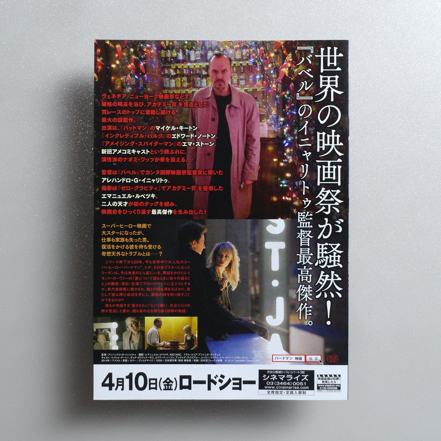 Birdman or (The Unexpected Virtue of Ignorance) 2015 Japanese B5 Folded Flyer - side C