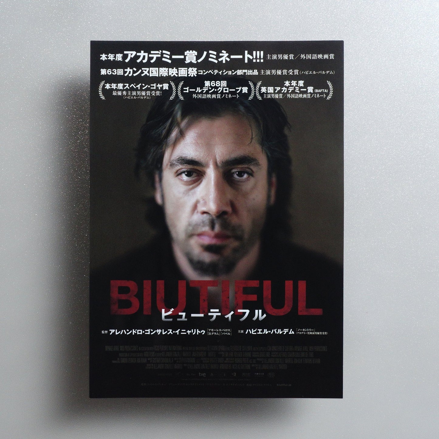 Biutiful 2011 Japanese B5 Movie Flyer - Design A front