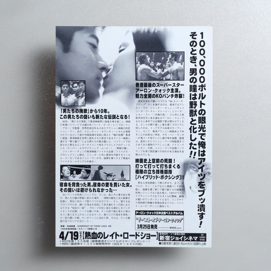 Somebody Up There Likes Me; “Eye of the Beast” 1997 Japanese B5 Movie Flyer - reverse