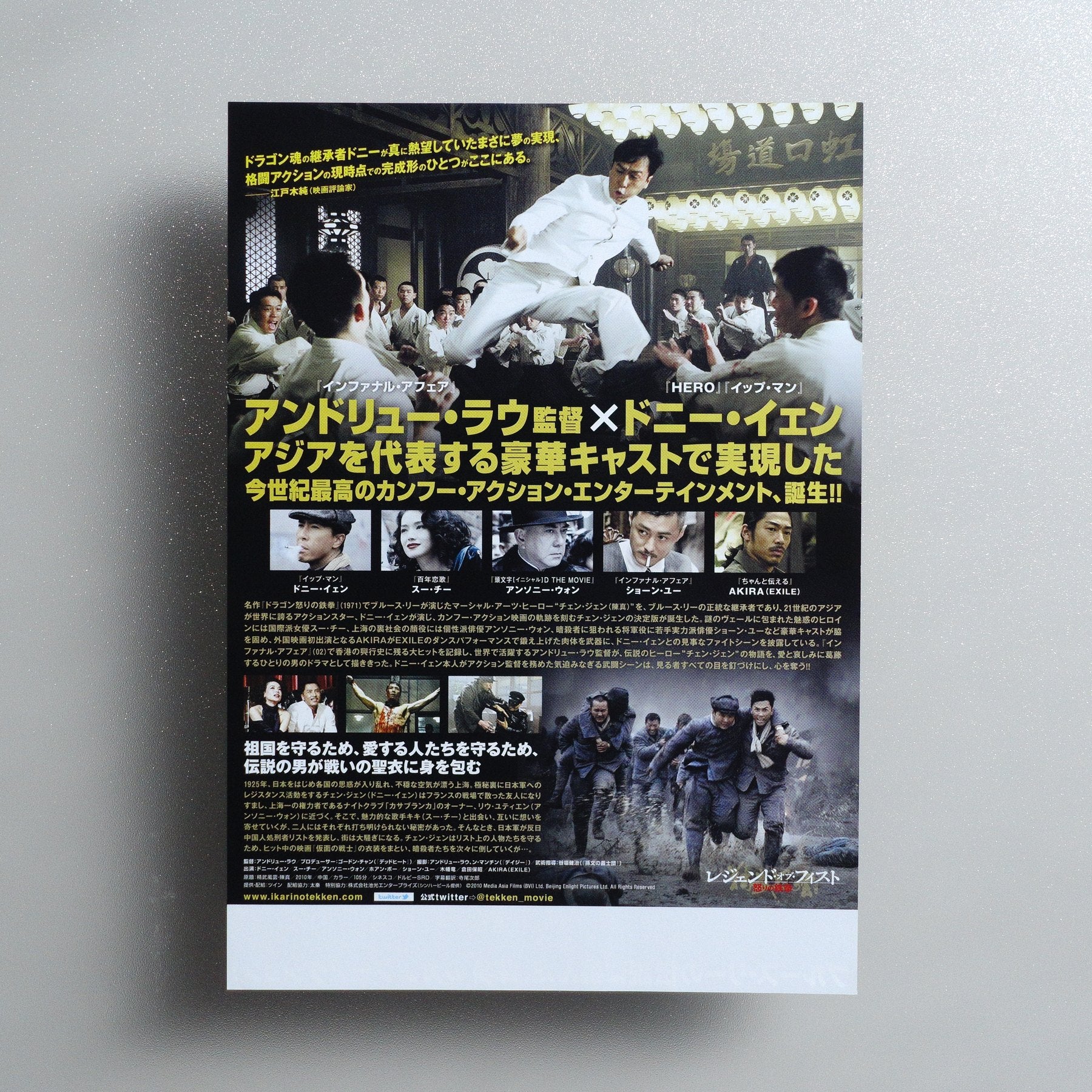 Legend of the Fist: The Return of Chen Zhen 2011 Japanese B5 Movie Flyer - reverse