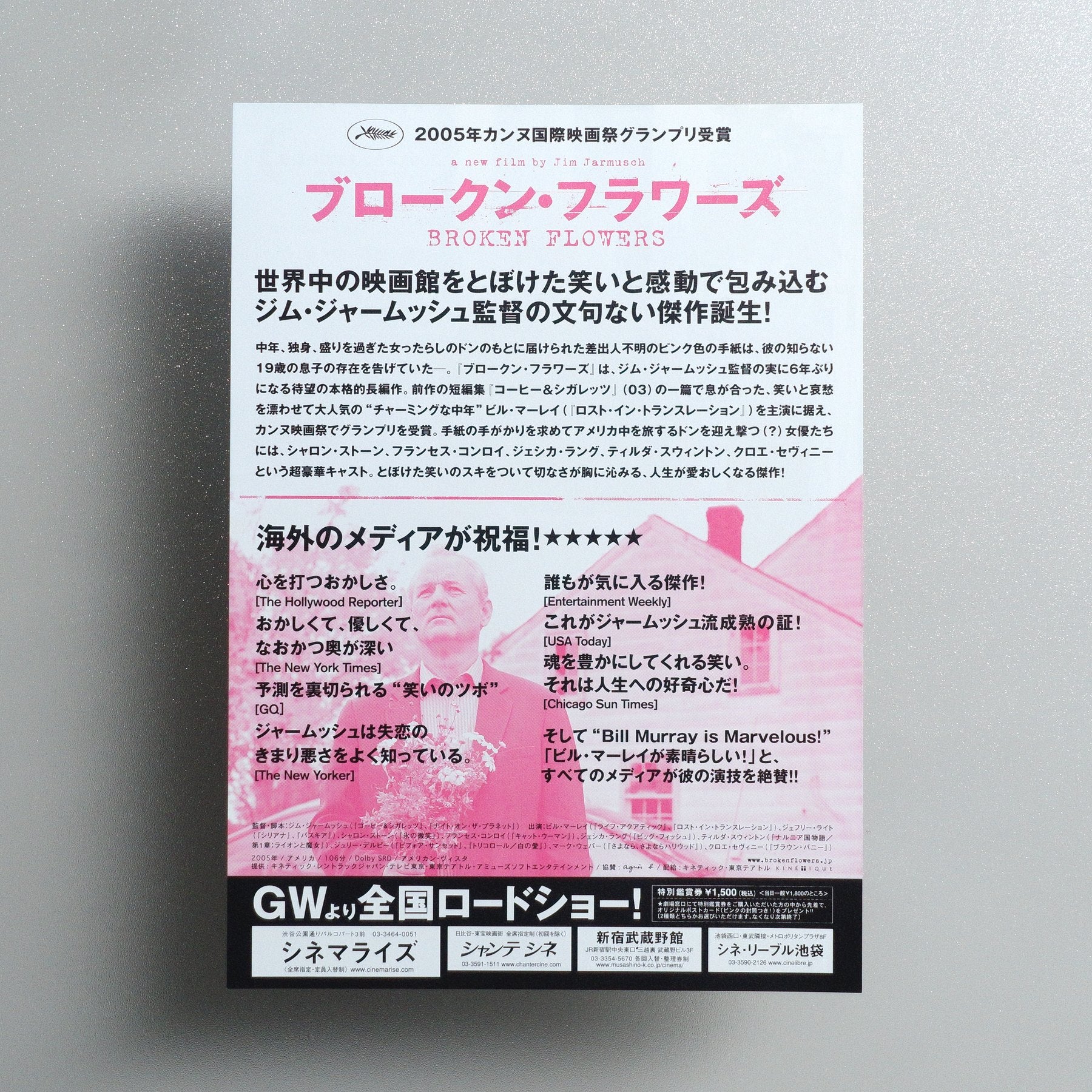 Broken Flowers 2006 Japanese B5 Movie Flyer - reverse