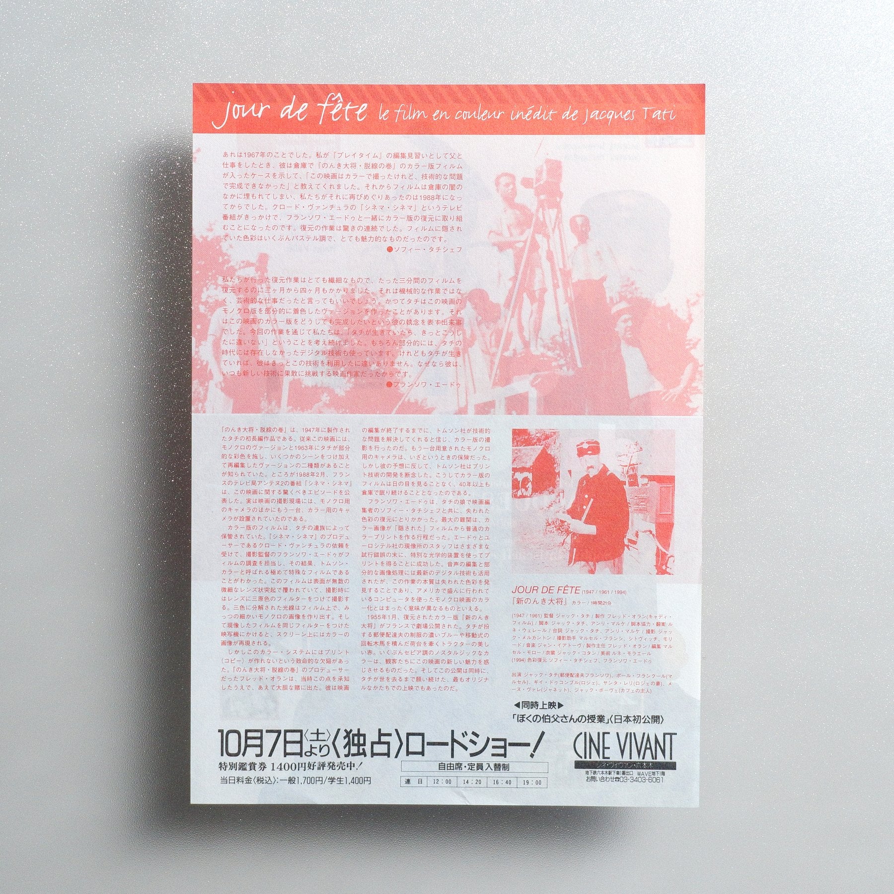 The Big Day 1995 Japanese B5 Movie Flyer - reverse