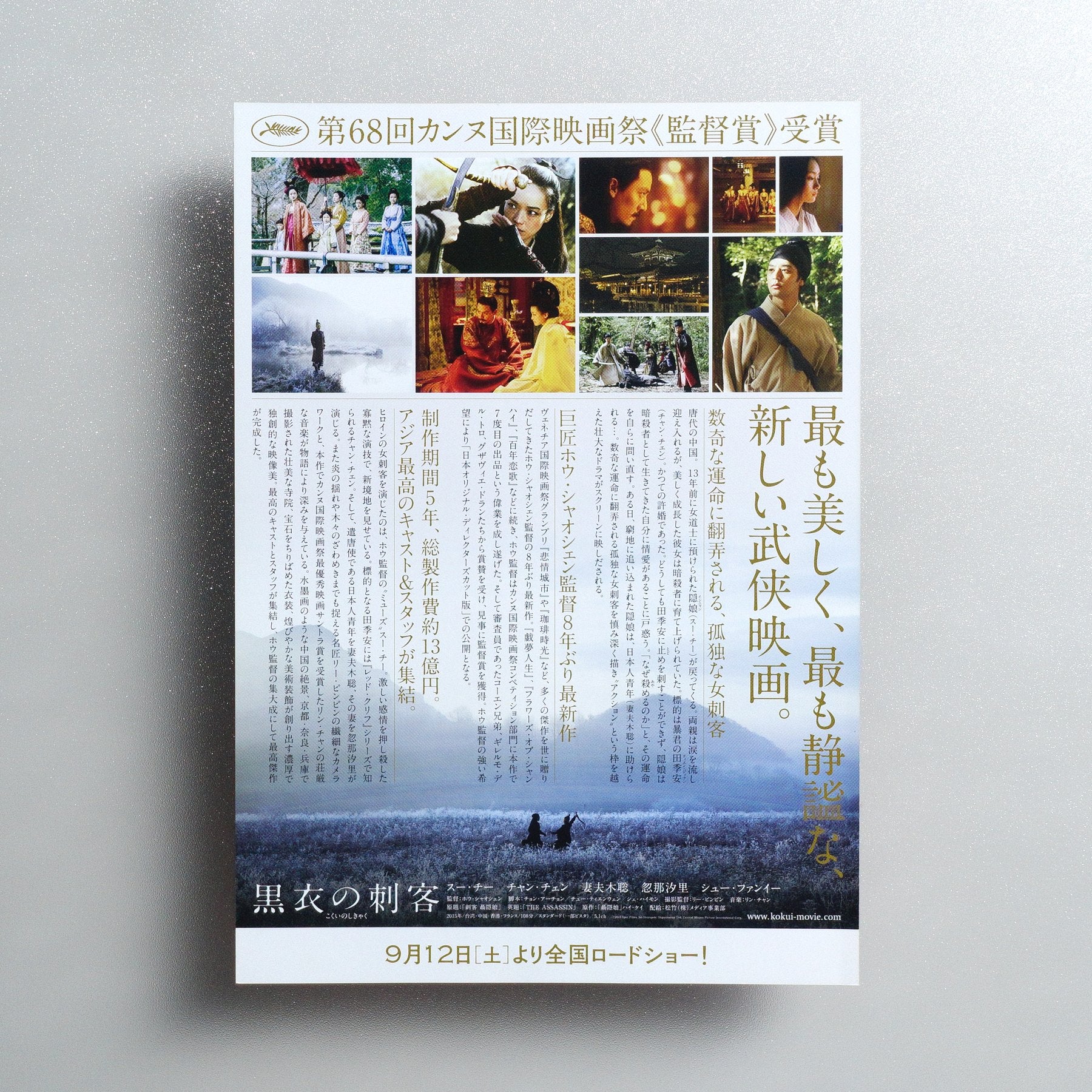 The Assassin 2015 Japanese B5 Movie Flyer - reverse
