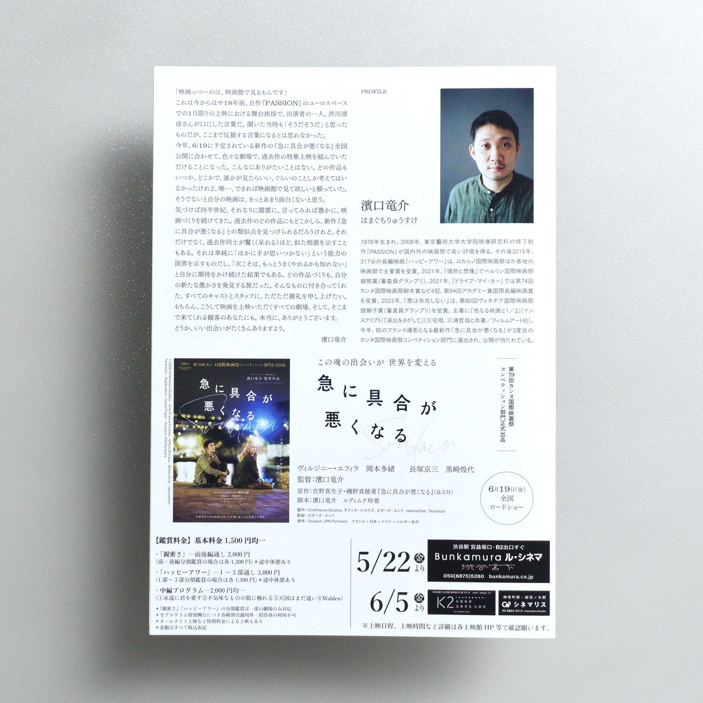 Ryusuke Hamaguchi Special Screening 2026 Japanese B5 Folded Flyer - side C