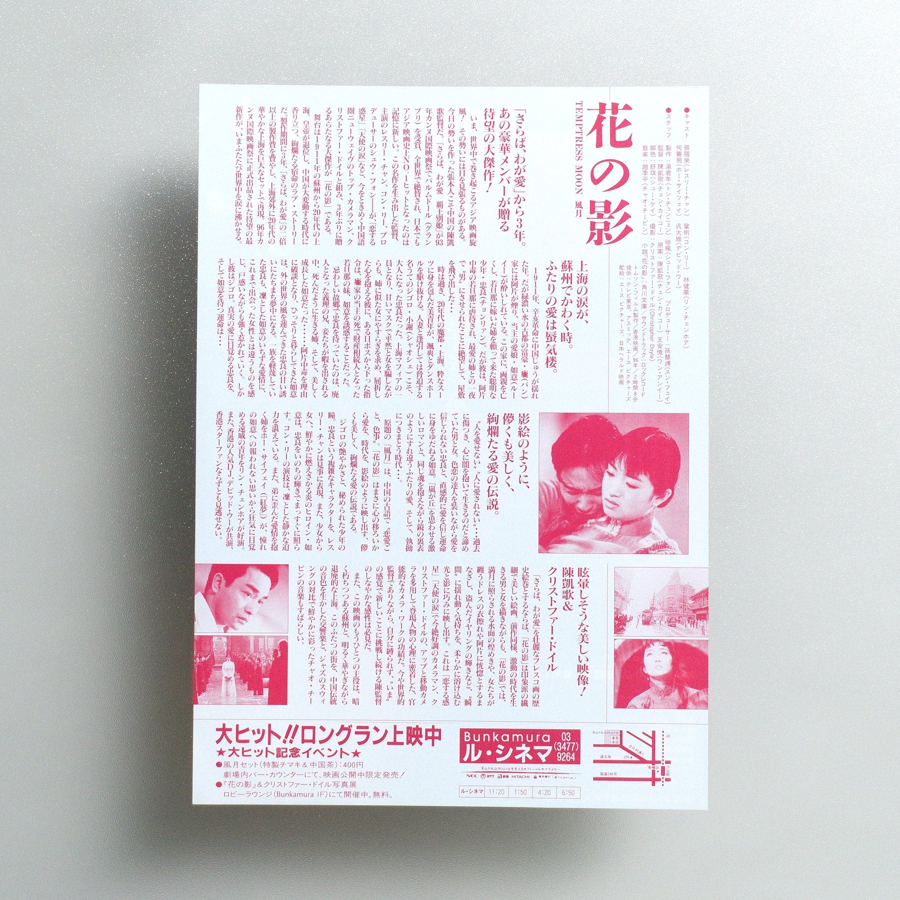 Temptress Moon 1996 Japanese B5 Movie Flyer - reverse