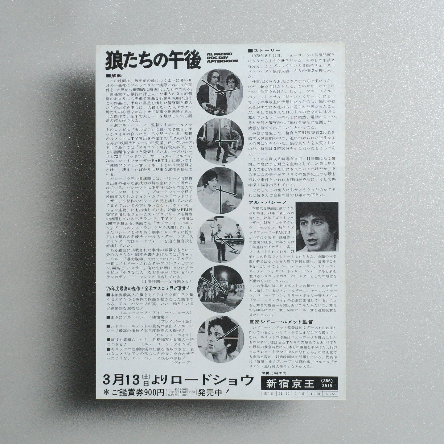 Dog Day Afternoon 1976 Japanese B5 Movie Flyer - reverse