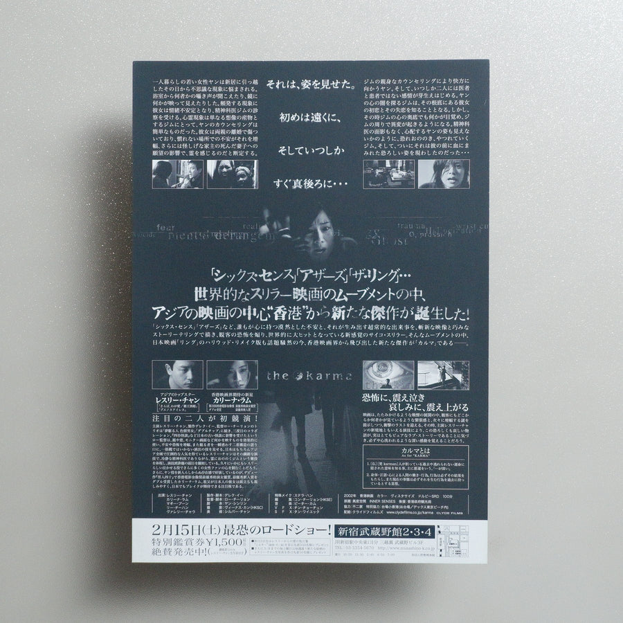 Inner Senses 2002 Japanese B5 Movie Flyer - reverse