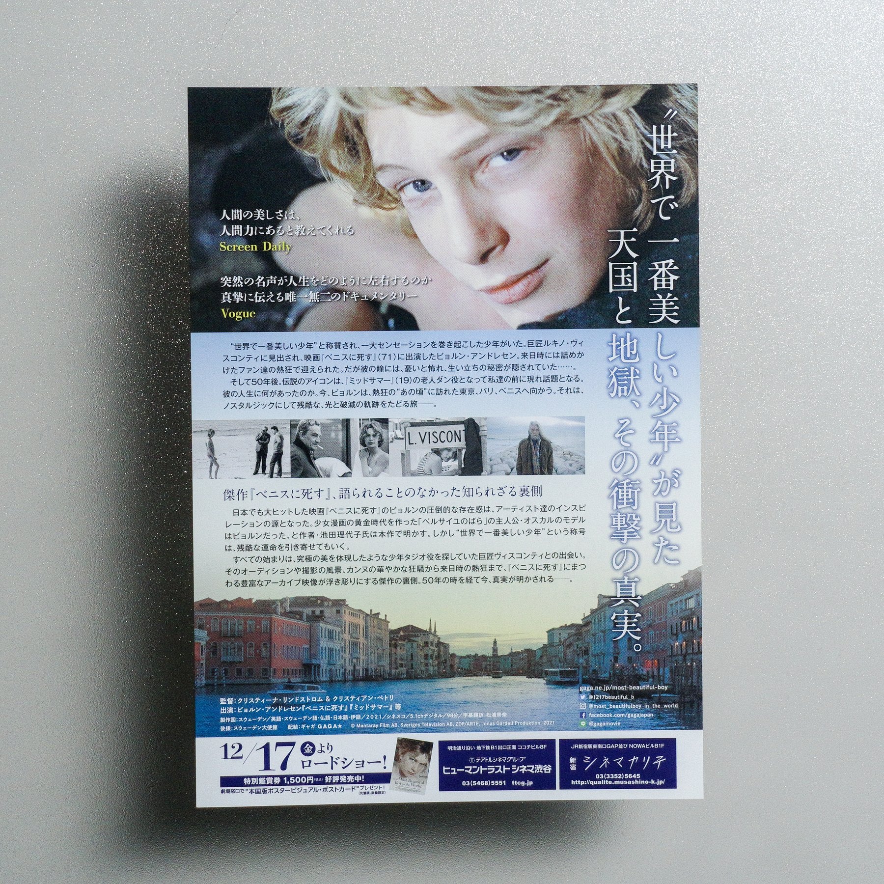 The Most Beautiful Boy in the World 2021 Japanese B5 Movie Flyer - reverse