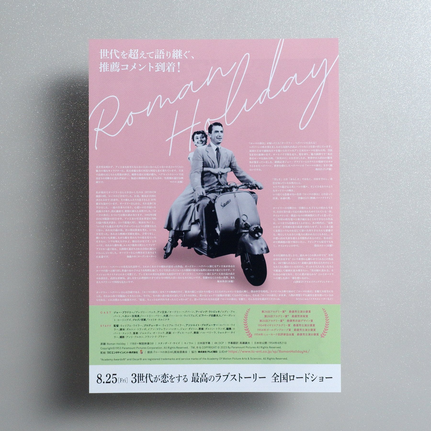 Roman Holiday 2023 Japanese B5 Movie Flyer - Design B reverse