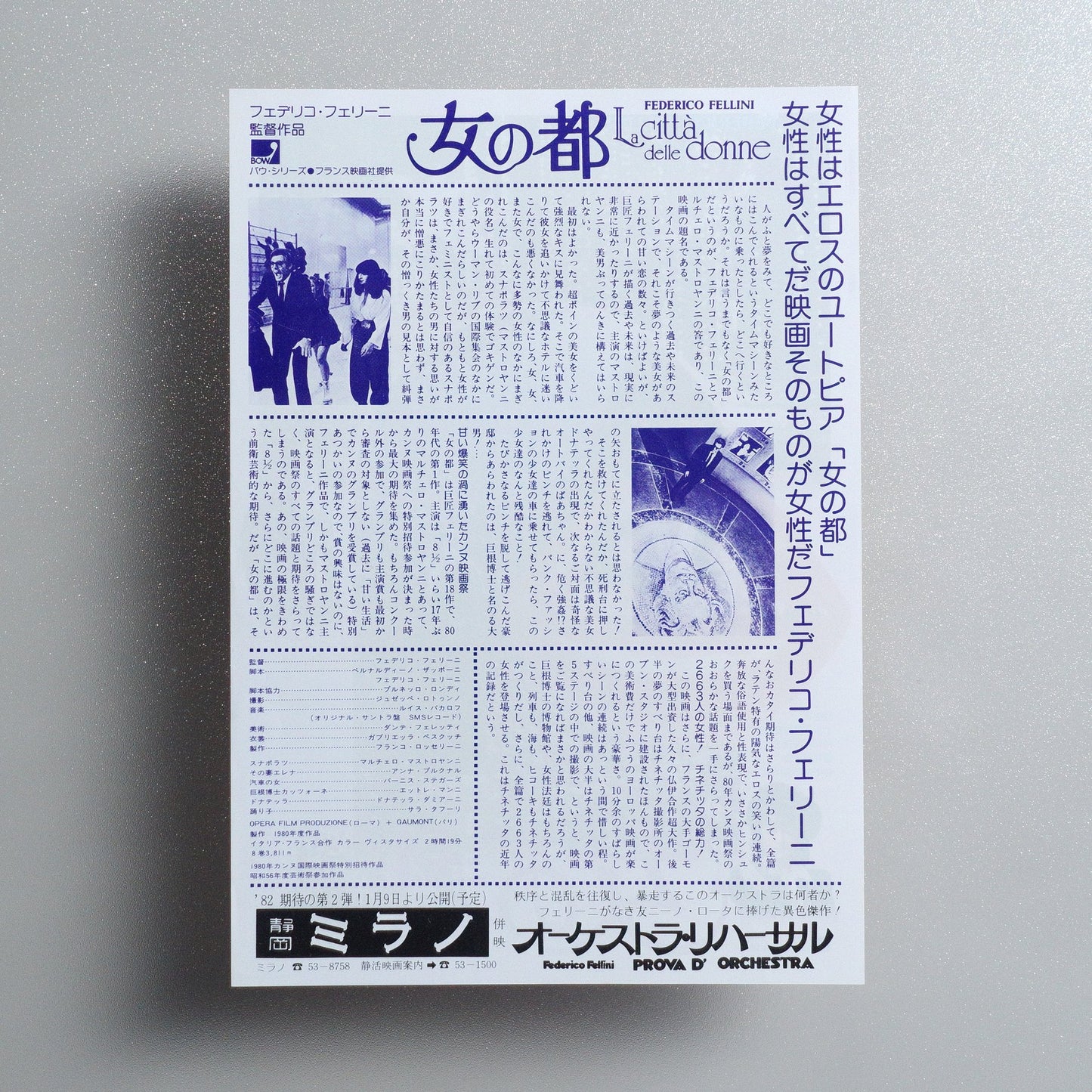 City of Women 1981 Japanese B5 Movie Flyer - reverse
