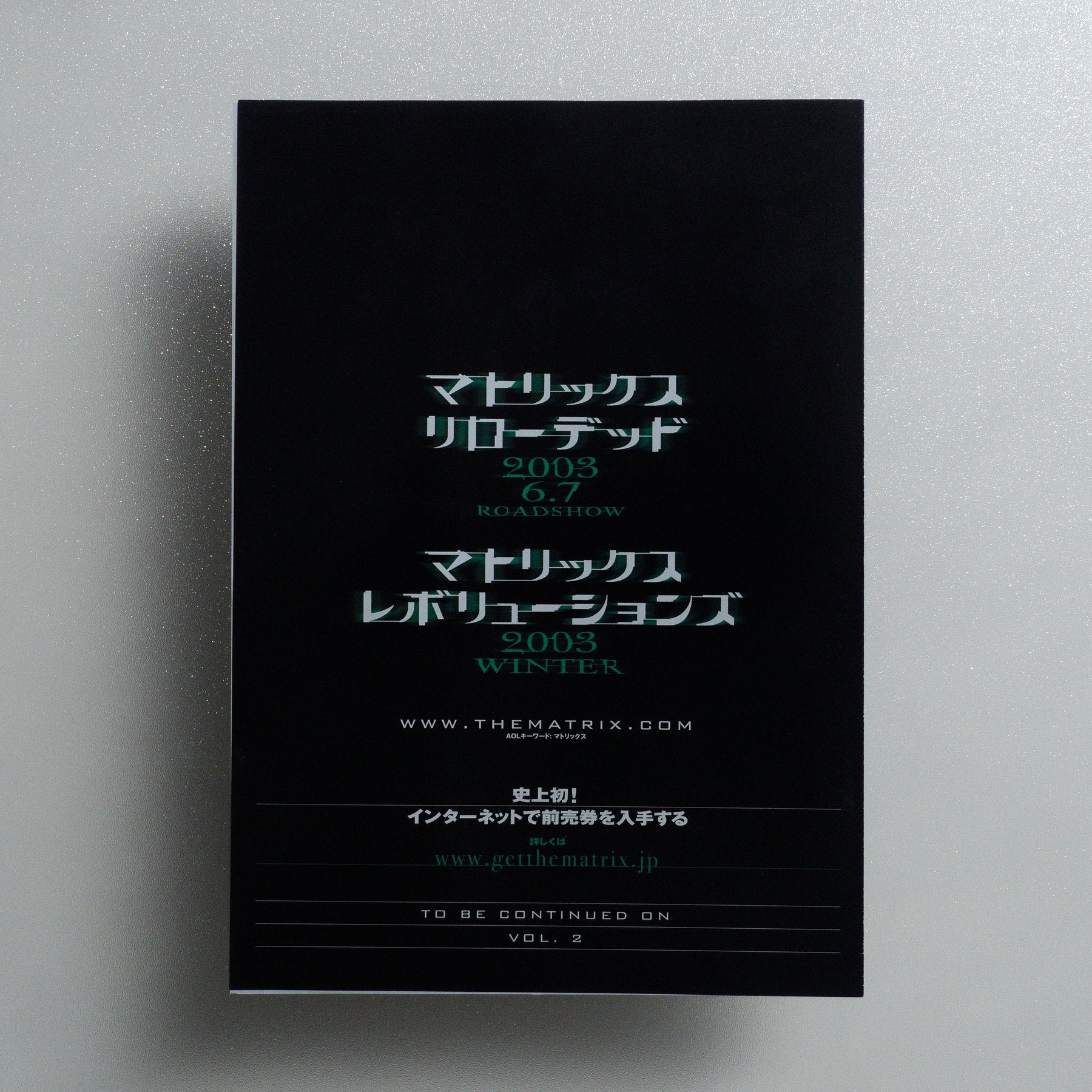 Year of the Matrix 2003 Vol. 1 2002 Japanese B5 Folded Flyer - side C