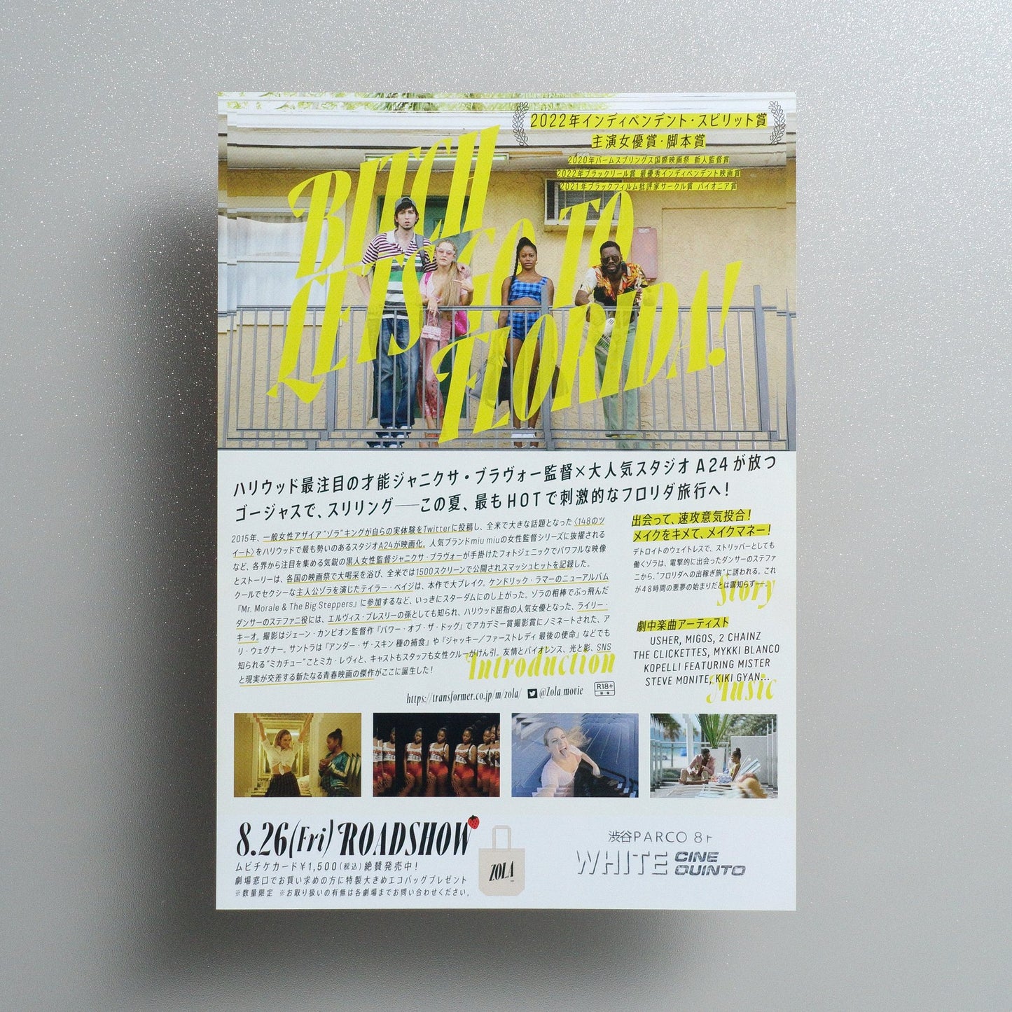 Zola 2022 Japanese B5 Movie Flyer - reverse
