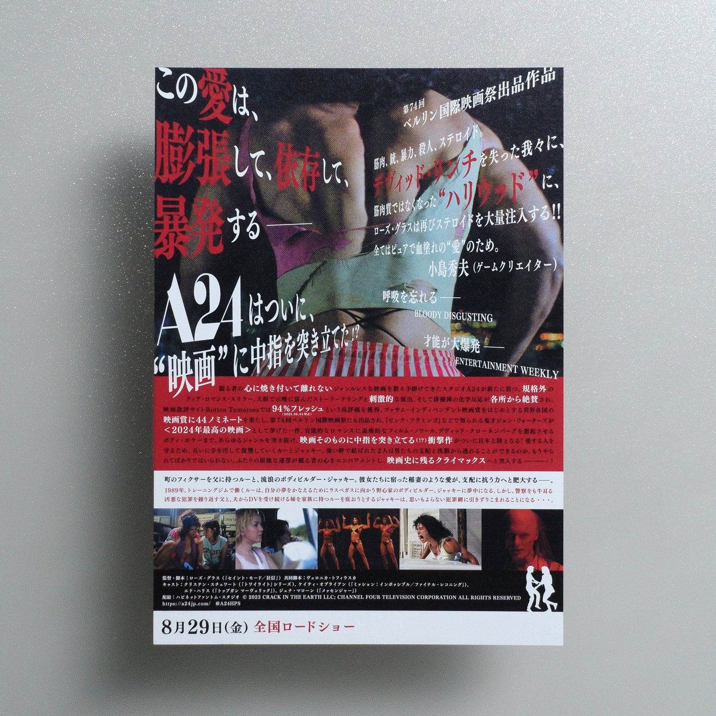 Love Lies Bleeding 2025 Japanese B5 Movie Flyer - reverse