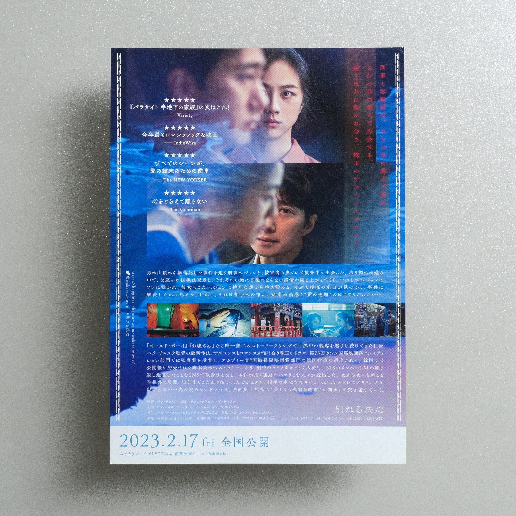 Decision to Leave 2022 Japanese B5 Movie Flyer - reverse