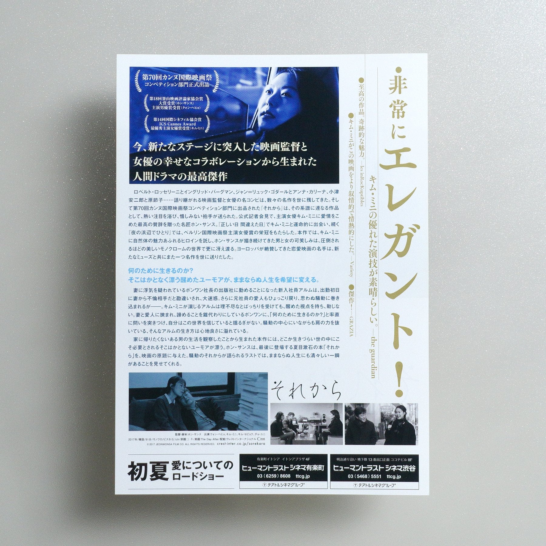 The Day After 2018 Japanese B5 Movie Flyer - reverse