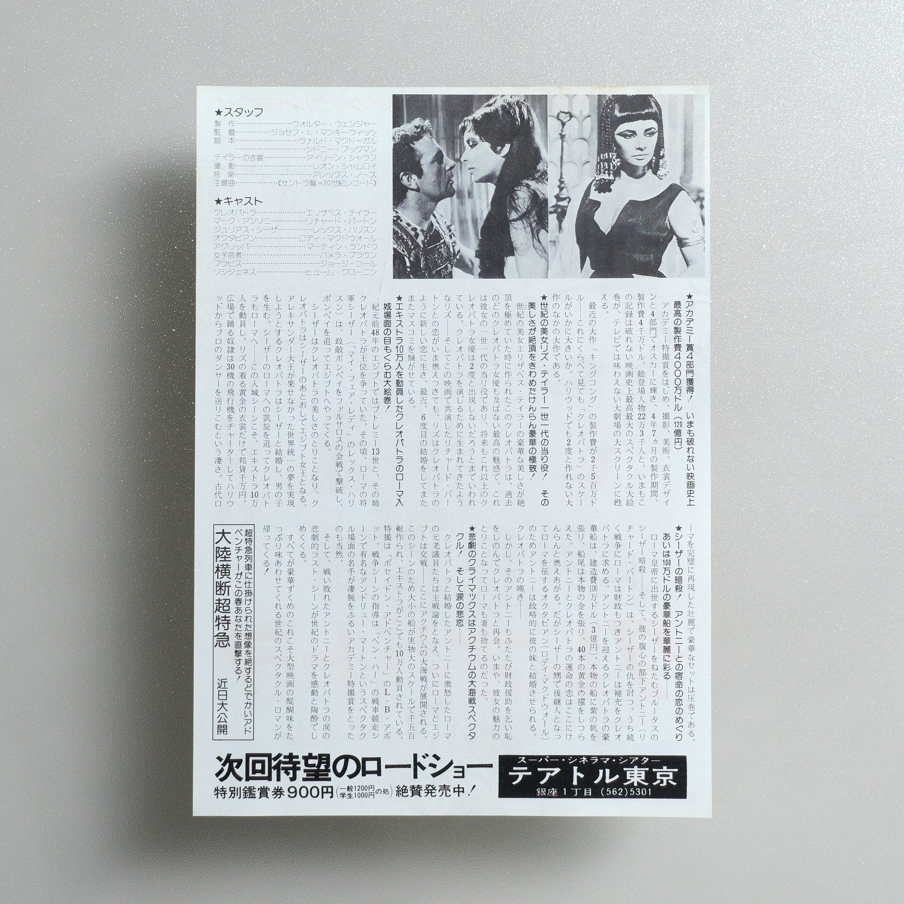 Cleopatra 1977 Japanese B5 Movie Flyer - side C